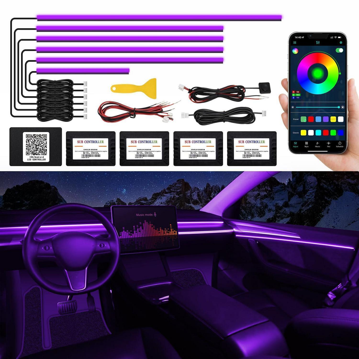Auto Innenraum Led Ambient Licht Mit App-steuerung, Rgbic, Musikaktiv