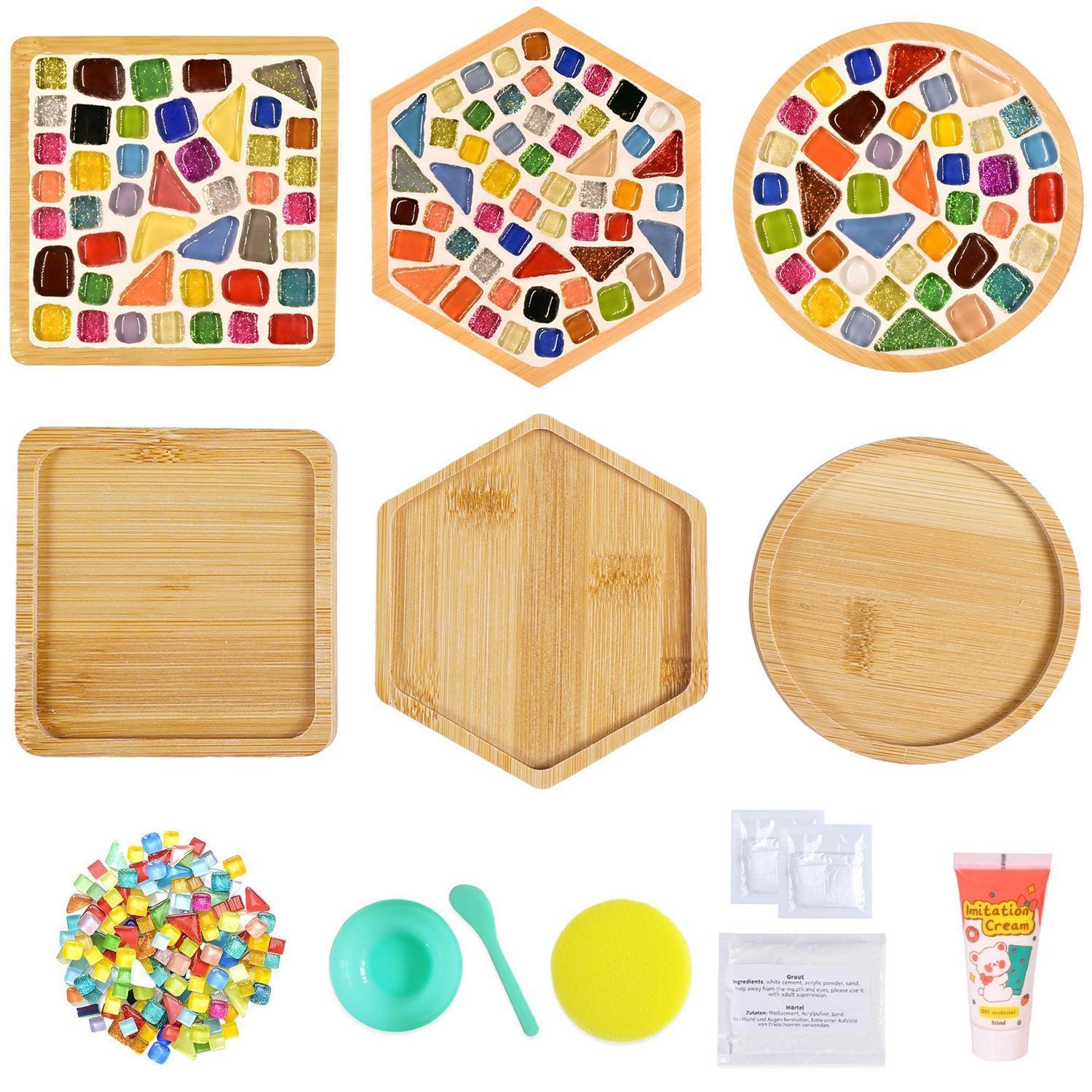 Diy Mosaik Untersetzer Set Für Erwachsene, 3er Pack Glasmosaik Bastelset