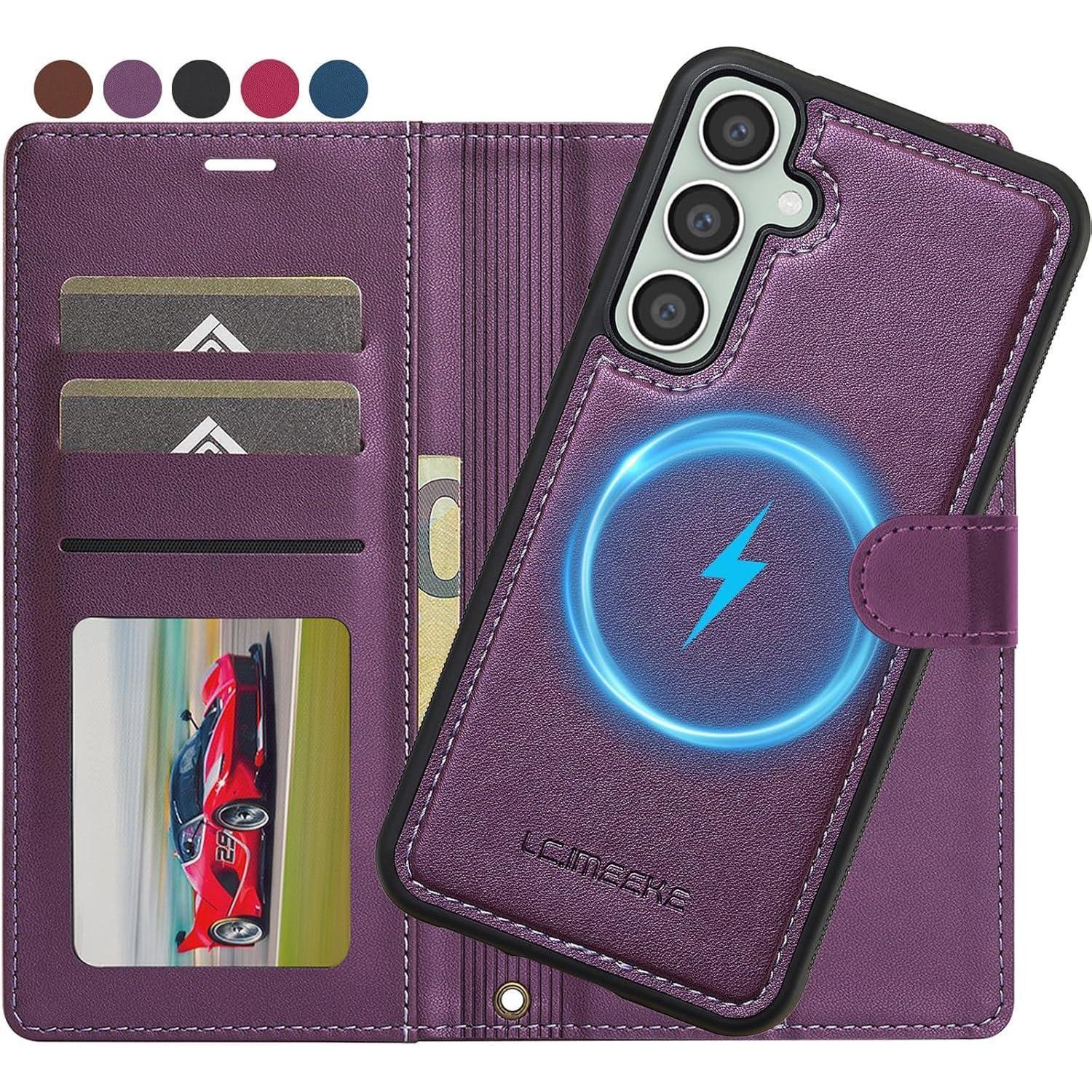 Handyhülle Für Samsung Galaxy A14 5g/4g, Abnehmbar, Magnetisch, Mit Kartenfach, Lila