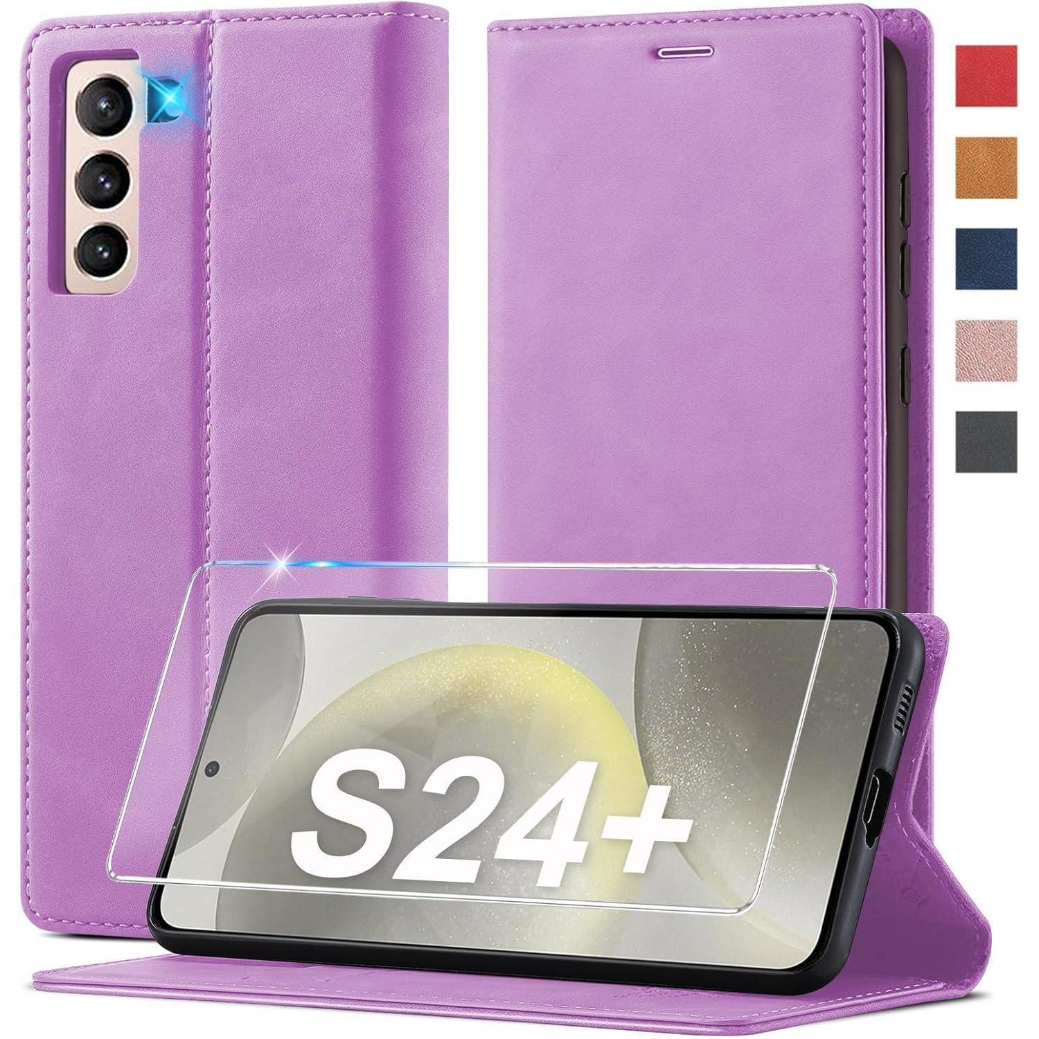 Klapphülle Für Samsung Galaxy S24 Plus Mit Kartenfach, Ständer Und Schutzfolie