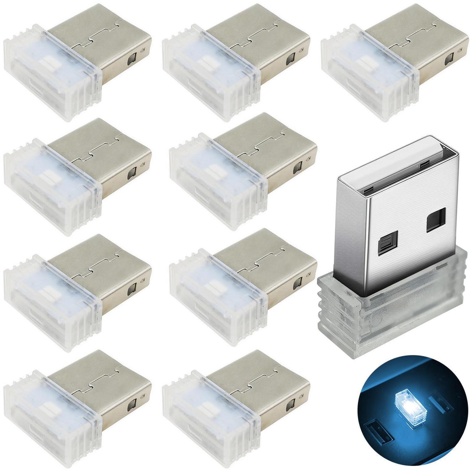 Led Ambientebeleuchtung Auto 10er Set Eisblau Usb Plug & Play Innenbeleuchtung