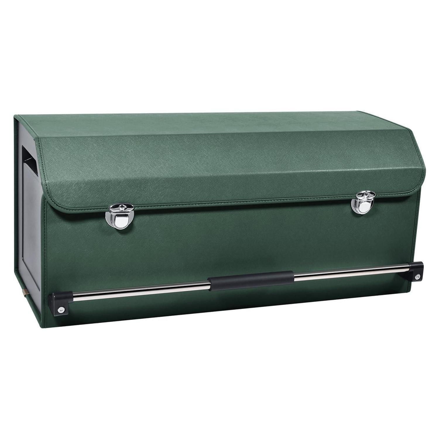 Kofferraum Organizer Mit Deckel, 60l Leder Aufbewahrungsbox Grün, Xl