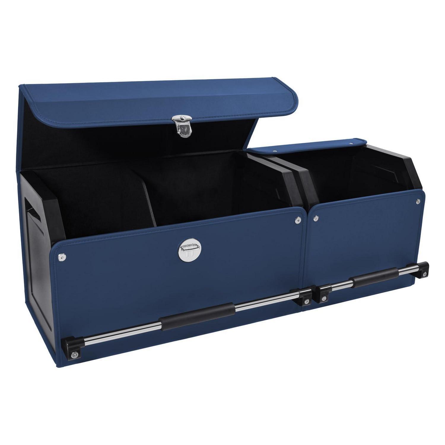 Auto Kofferraum Organizer Mit Deckel, Xxl Leder Aufbewahrungsbox, Blau