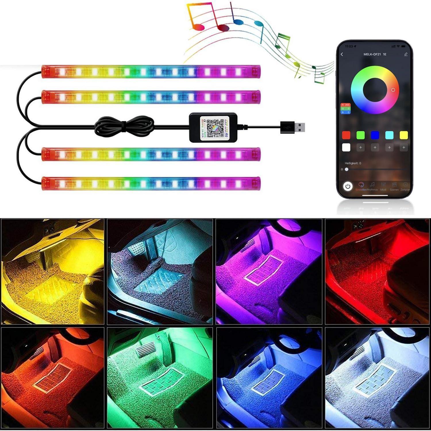 Auto Led Innenbeleuchtung Rgbic Mit App-steuerung, 200+ Farben, Musik-sync