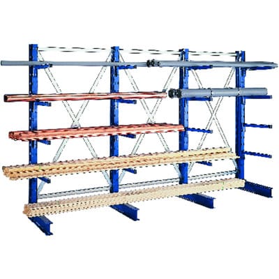 Meta Kragarmregal Grundregal IPE120 einseitig 2500 x 1000 x 500 mm Enzianblau + 4 Kragarmen je Ständer