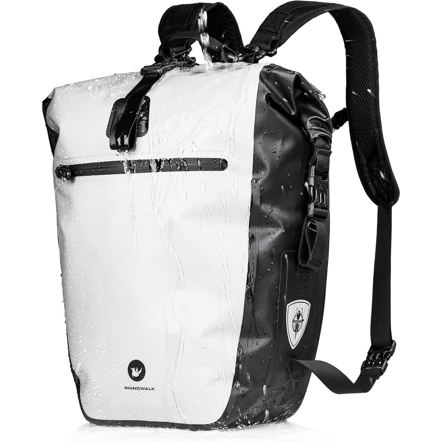 3-in-1 Fahrradtasche 27-30l Wasserdicht, Rucksack, Umhängetasche, Weiß