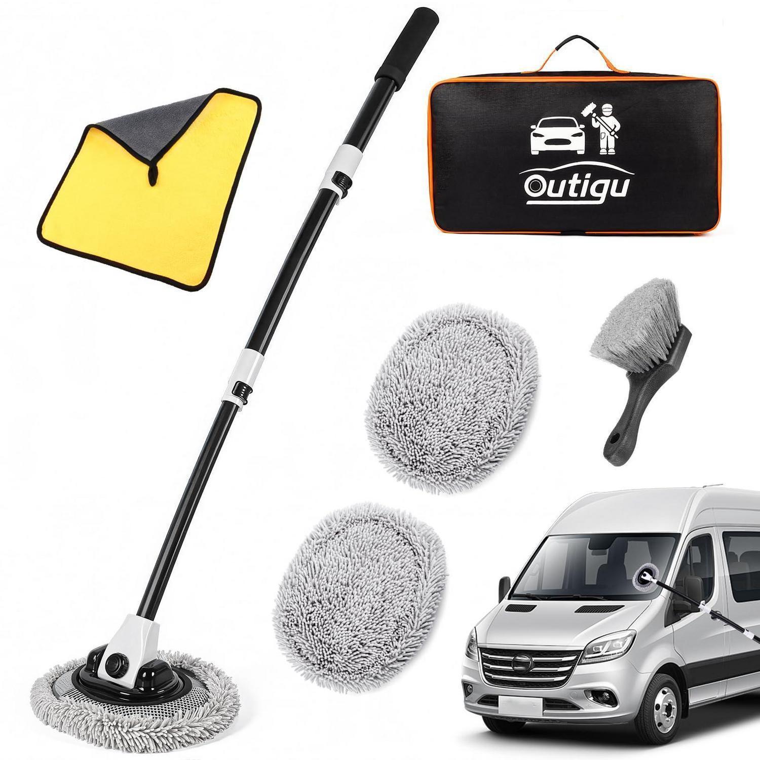 Autowaschbürste Mit Teleskopstiel, 3-in-1-reinigungsset Für Auto, Lkw, Haushalt