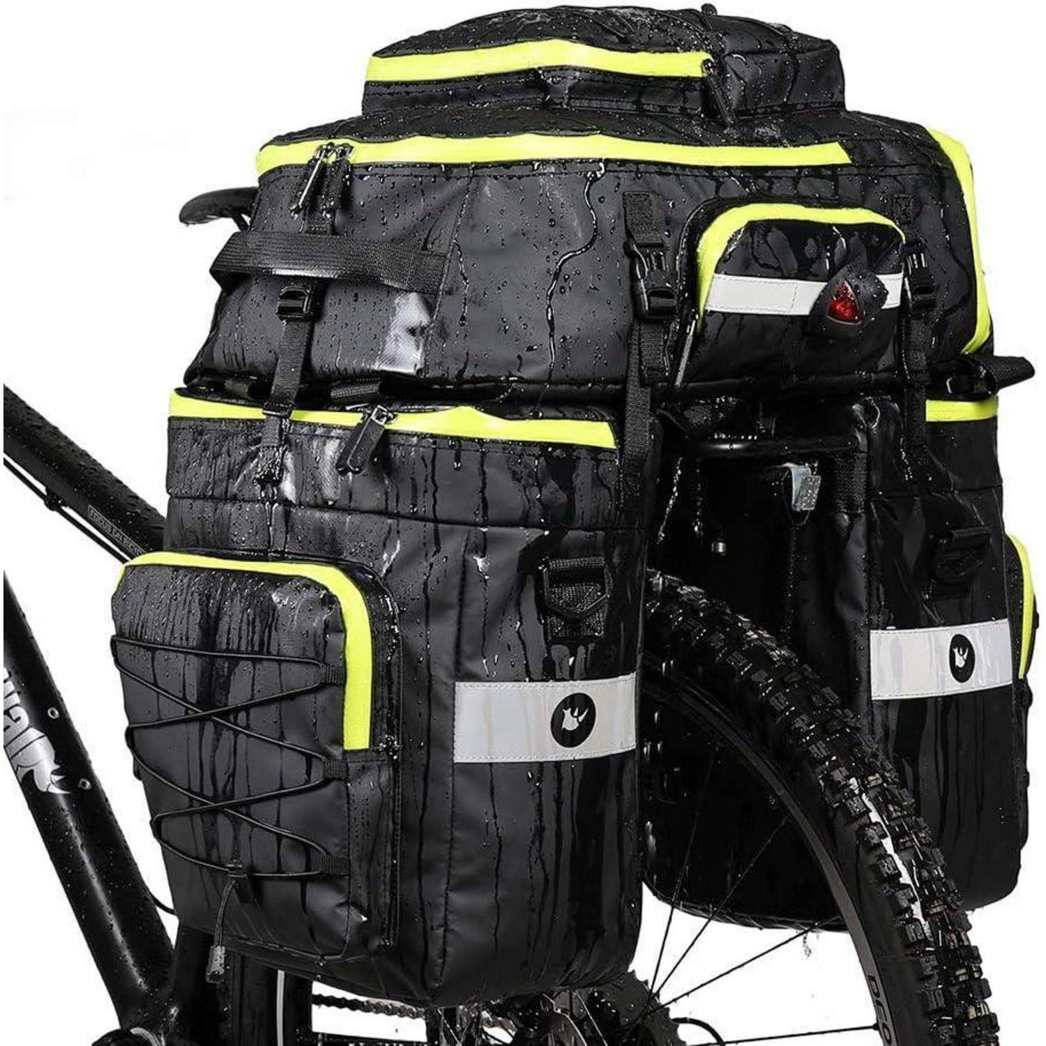 Fahrradtasche 3-in-1 75l Wasserdicht Mit Regenschutz, Rucksackfunktion, Herren Grün
