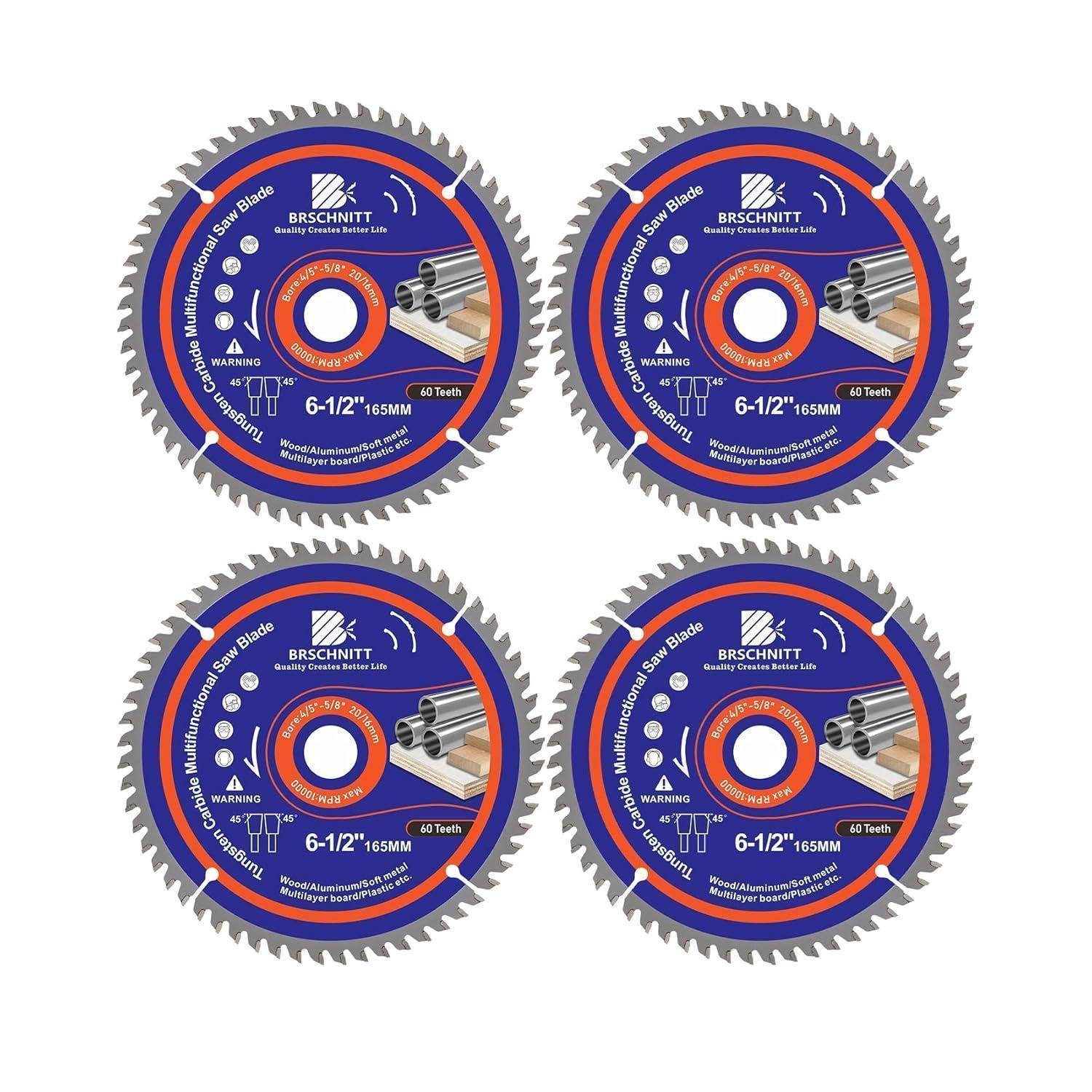 Kreissägeblatt 165mm 60zähne Für Holz, Metall, Alu Mit 20/16mm Bohrung (4 Stück)