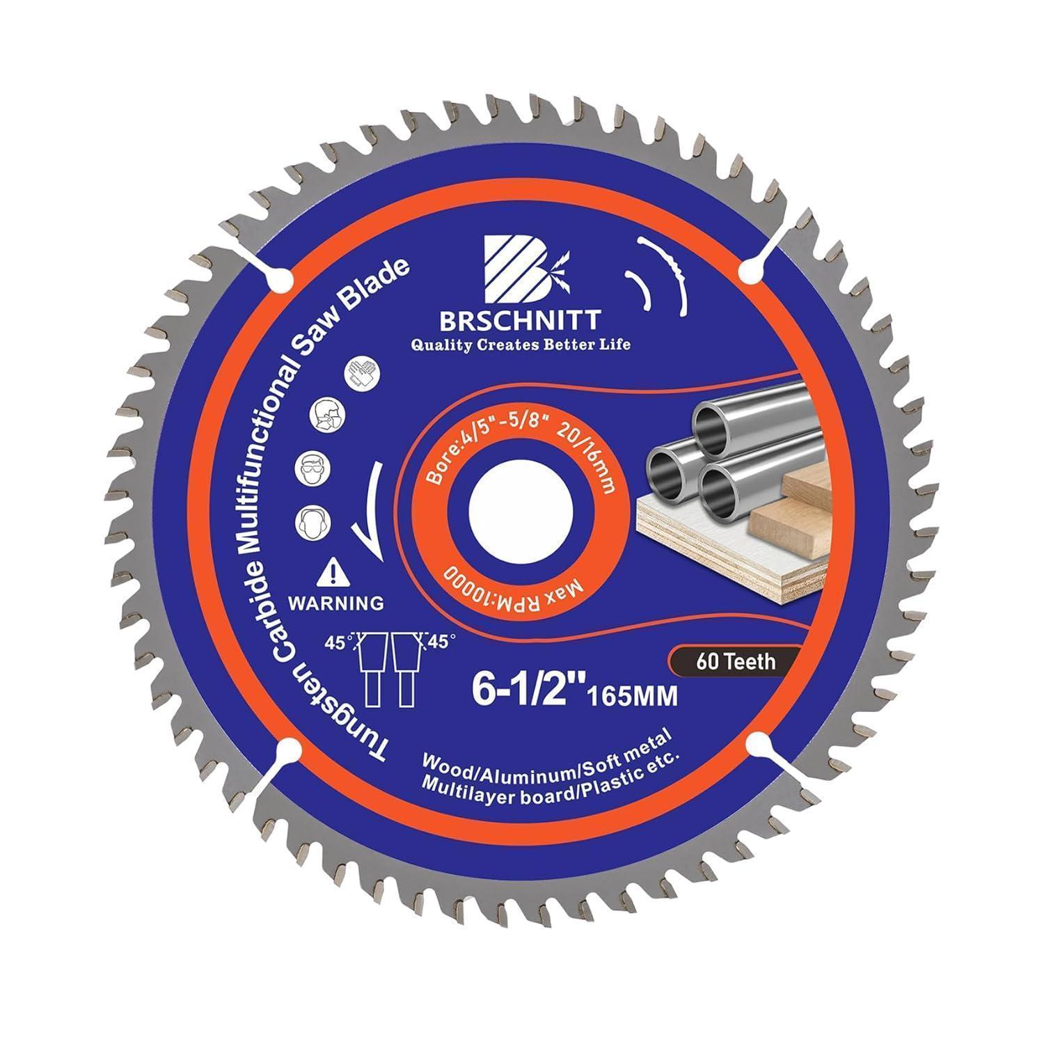 Kreissägeblatt 165mm 60 Zähne Für Holz, Metall & Alu Mit 20/16mm Bohrung