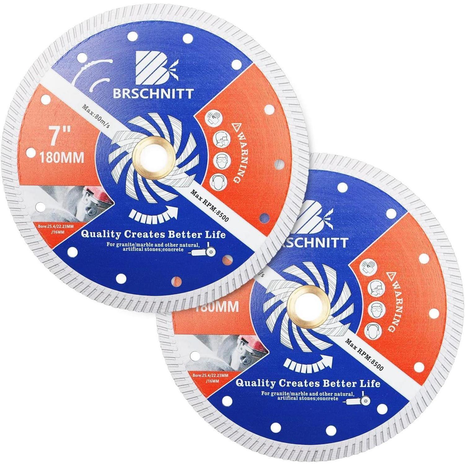 Diamant Trennscheibe 180mm Turbo 2 Stück Für Beton, Granit, Marmor