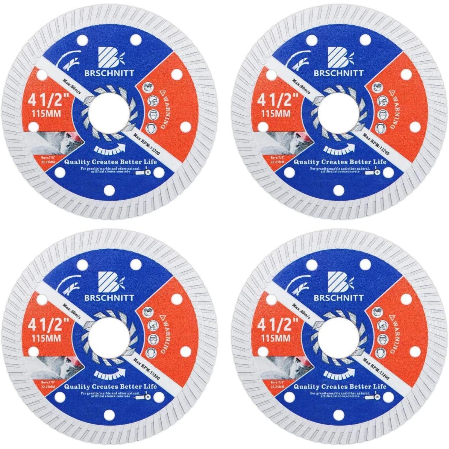Diamant Trennscheibe 115mm Turbo Für Beton, Granit, Marmor (4 Stk.)