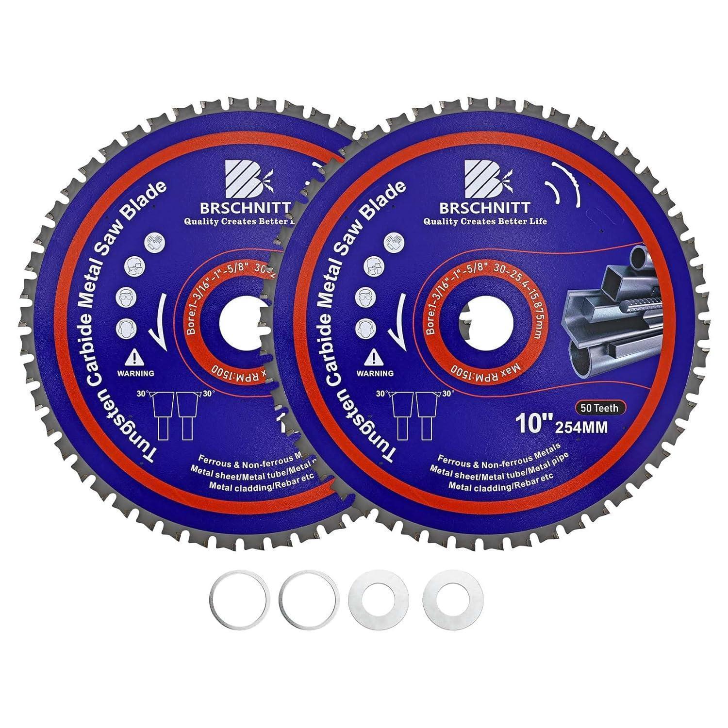 Kreissägeblatt Metall 254mm 50 Zähne Tct Für Stahl, Aluminium, Kupfer, 2 Stück