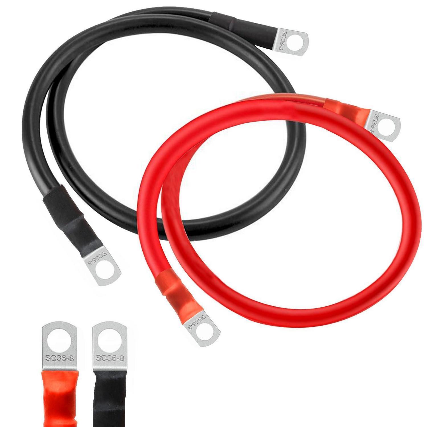 Batteriekabel 35mm² 50cm Mit M8 Ringklemmen Für Auto, Motorrad, Solar, Wohnmobil
