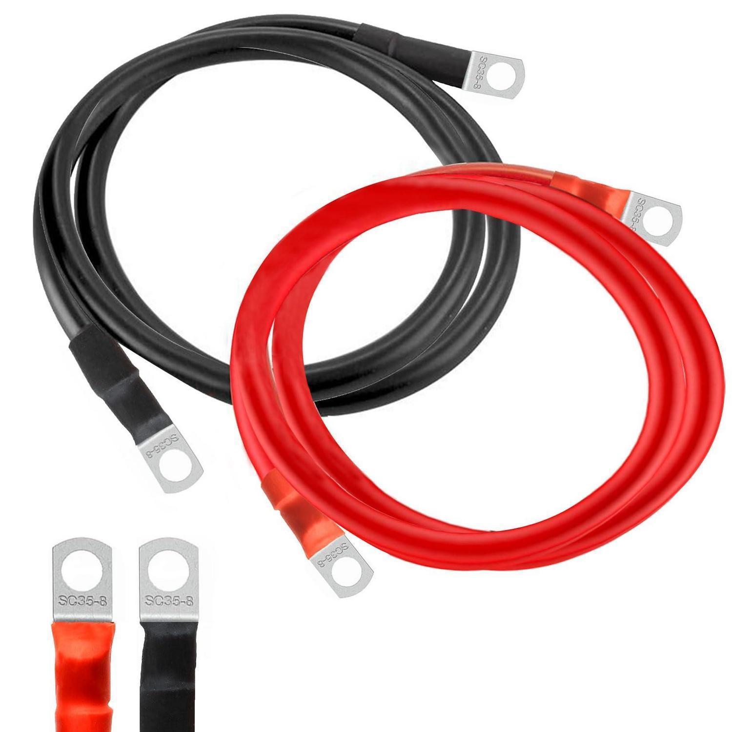 Batteriekabel 35mm² 100cm Mit M8 Ringklemmen Für Auto, Motorrad, Solar, Wohnmobil