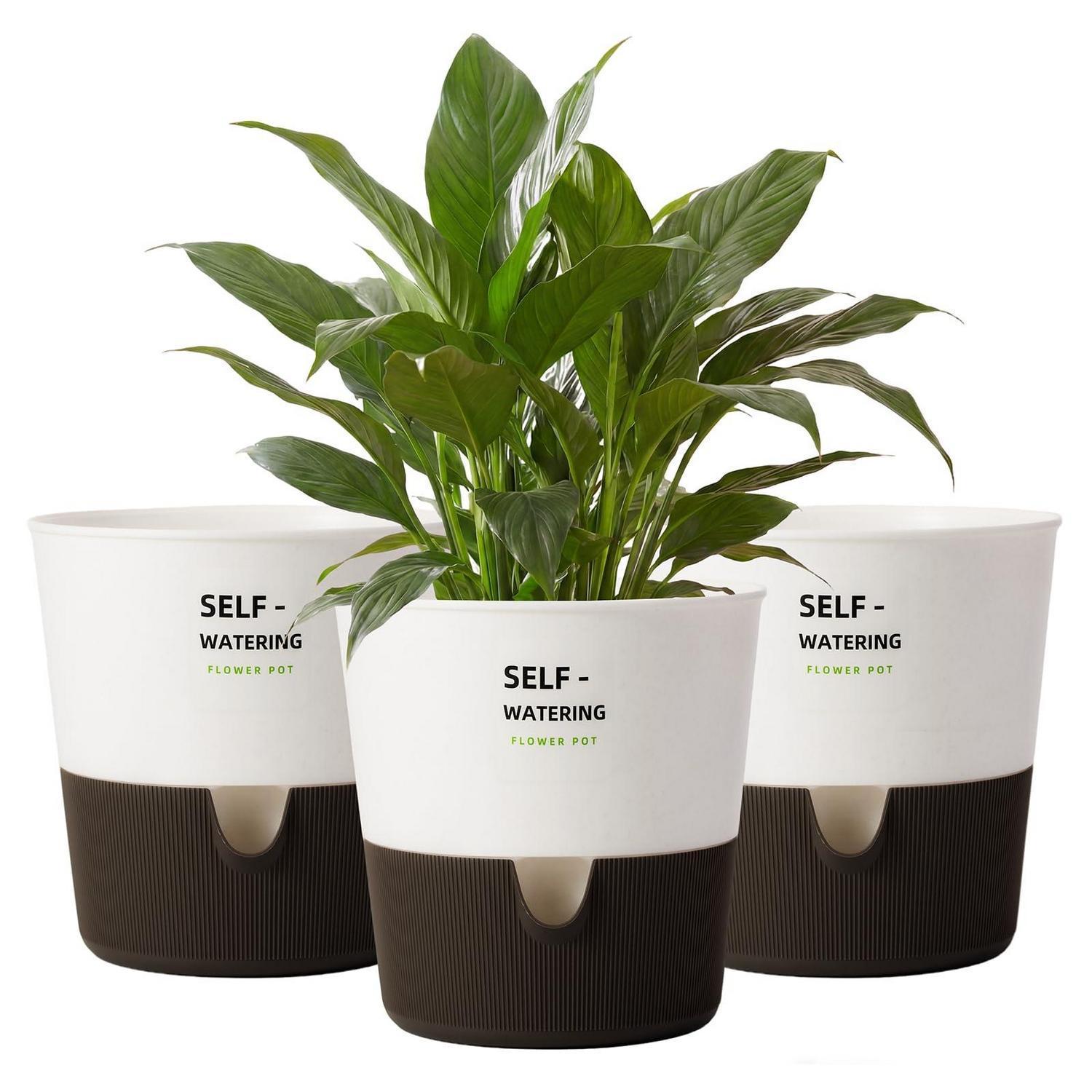 Selbstbewässernder Blumentopf 3er Set 16,5cm Mit Wasserstandsanzeiger, Weiß