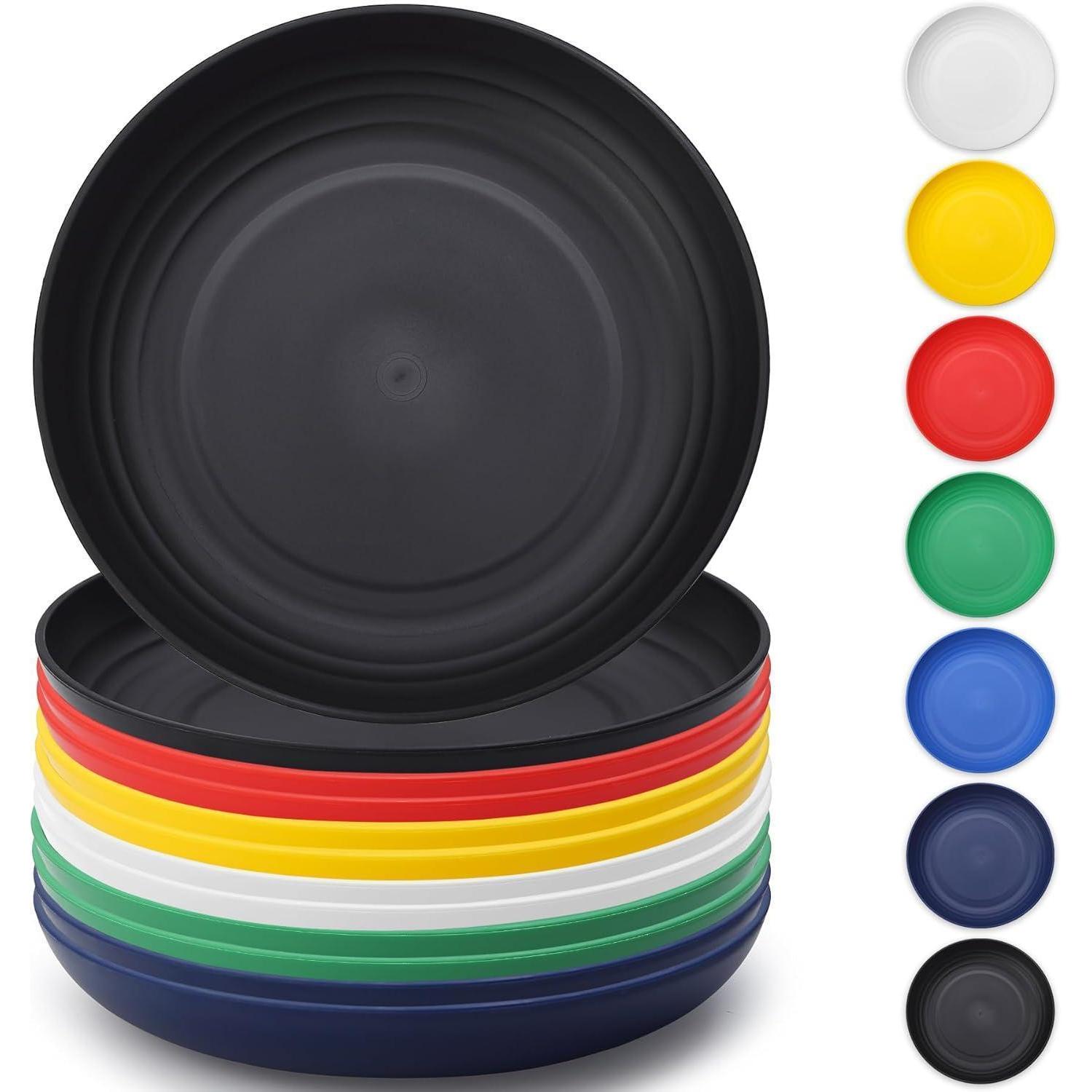 12er Set Kunststoffteller 23cm, Bruchsicher, Mehrweg, Für Picknick & Camping, Bunt