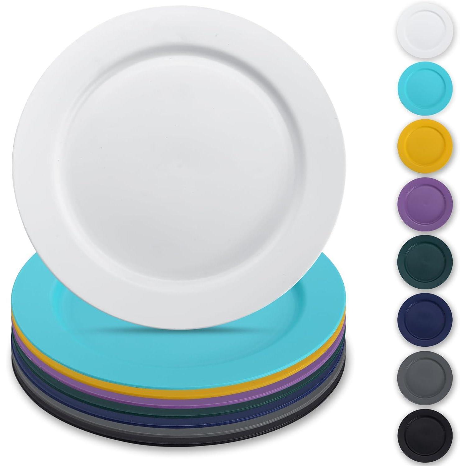 8er Set Kunststoffteller 25cm Mehrweg Mehrfarbig Für Picknick Camping Zuhause