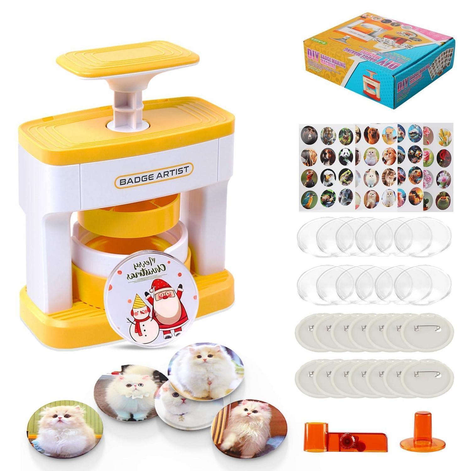 Buttonmaschine 55 Mm Bastelset Für Kinder Mit 48 Teilen, Gelb
