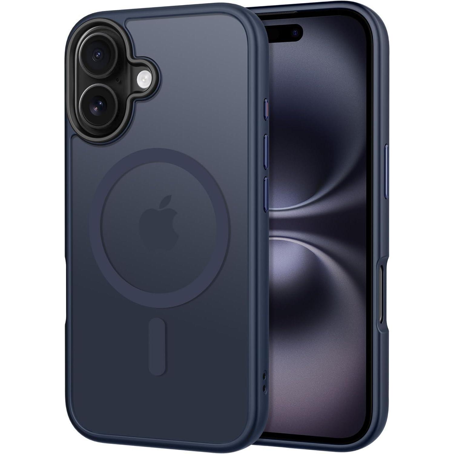 Iphone 16 Hülle Magsafe, Stoßfest, Kameraschutz, Matt, Dunkelblau