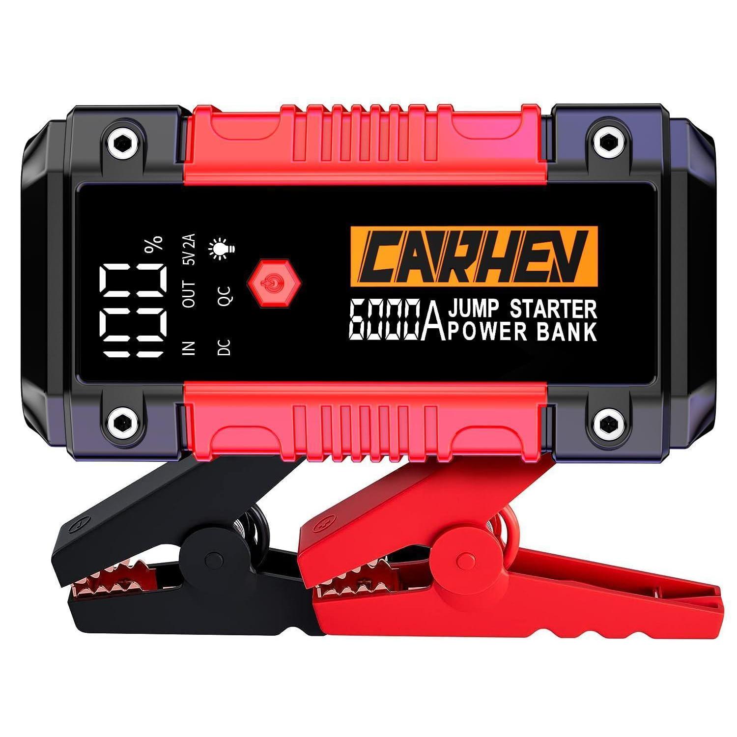 Starthilfe Powerbank 6000a Für Pkw, 12v Jump Starter Mit Led-taschenlampe
