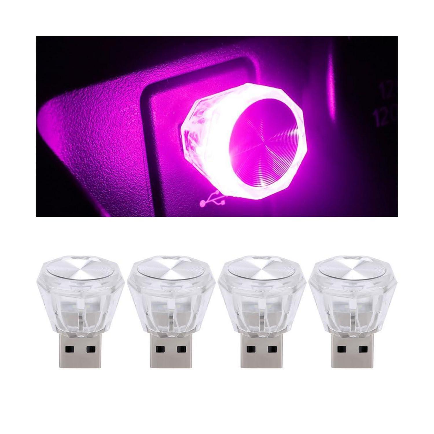 4er Set Auto Usb Umgebungslicht Lila Led Innenraumbeleuchtung Atmosphäre Lampe