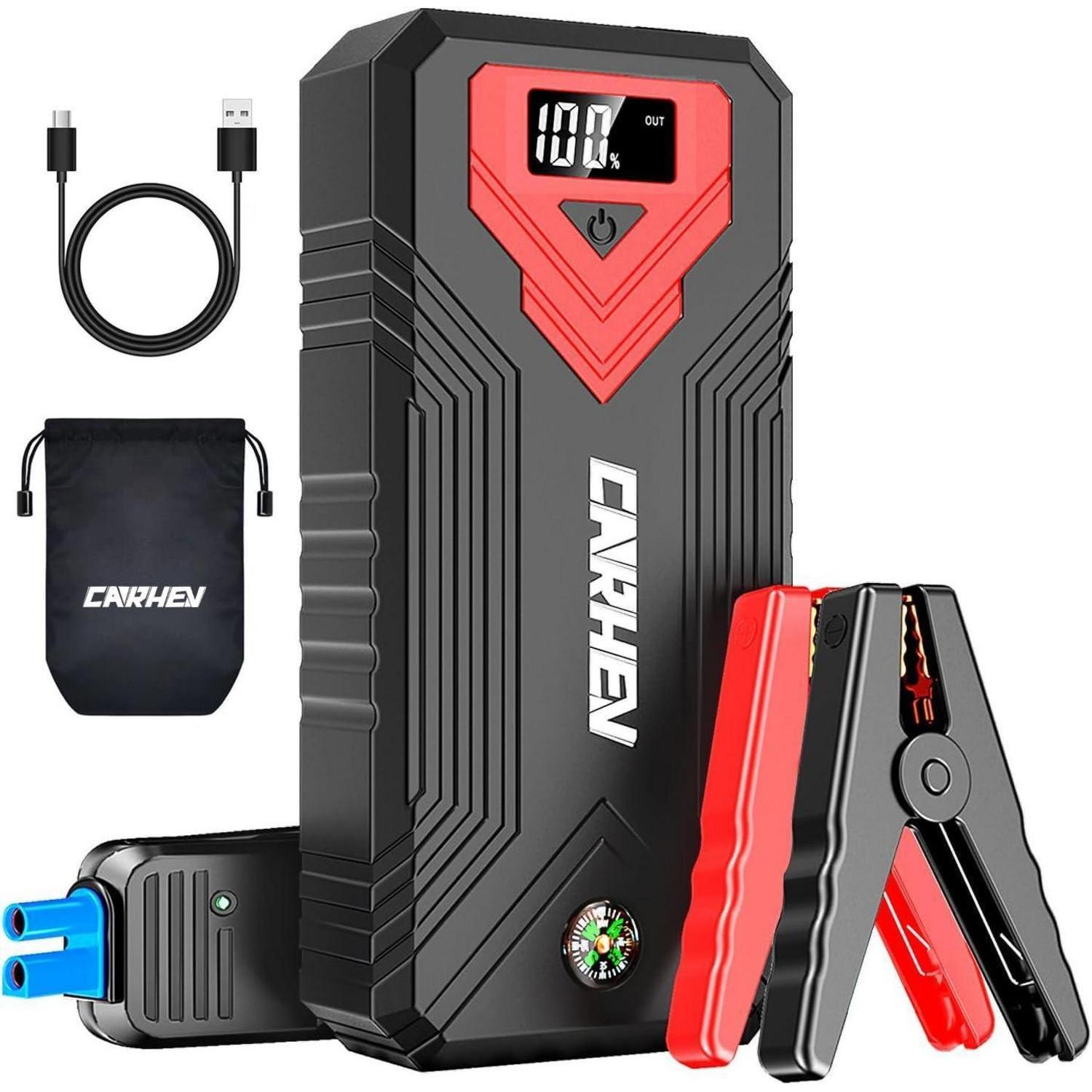 Starthilfe Powerbank 4000a Für Pkw, 12v Jump Starter Mit Usb Schnellladung & Led Lampe