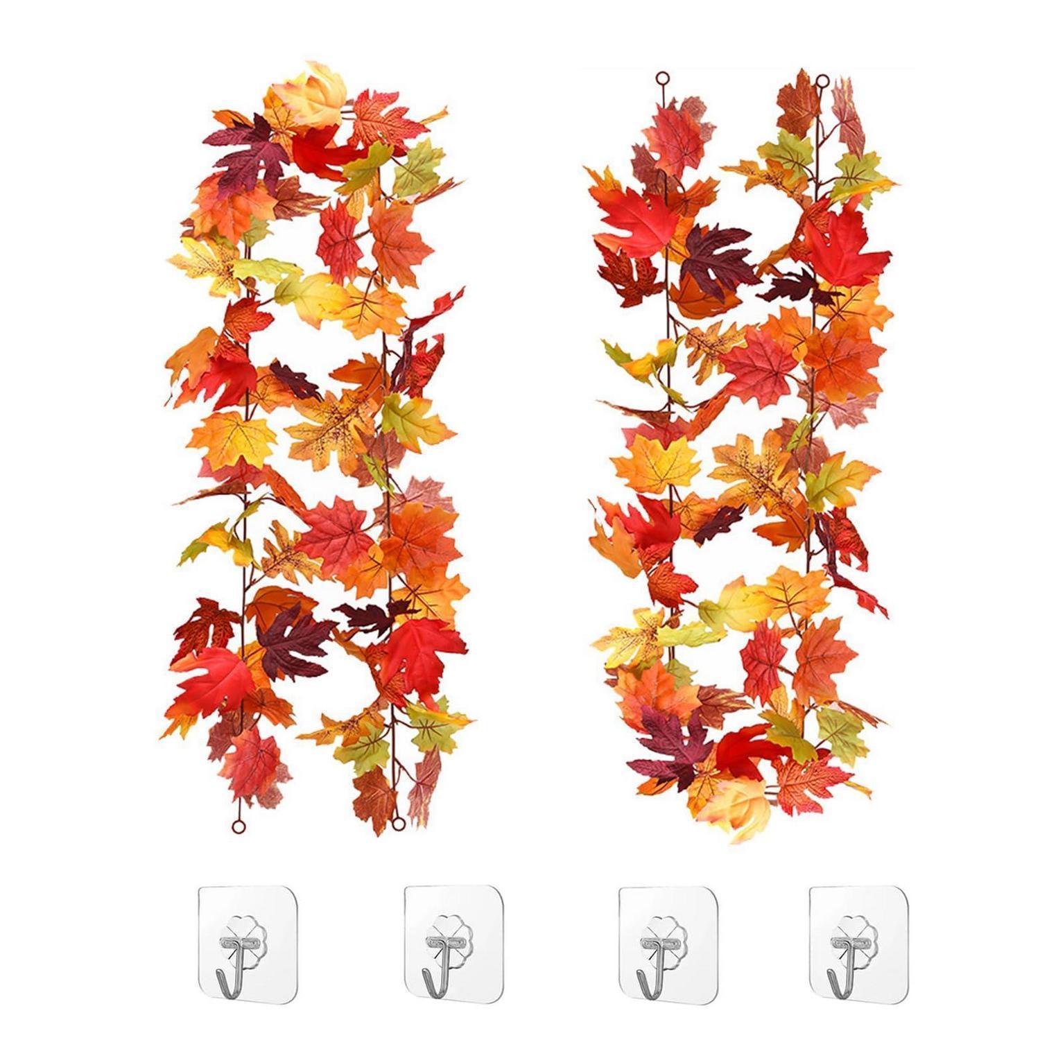 2er Set Künstliche Herbstgirlande Ahornblätter 178cm Für Drinnen & Draußen