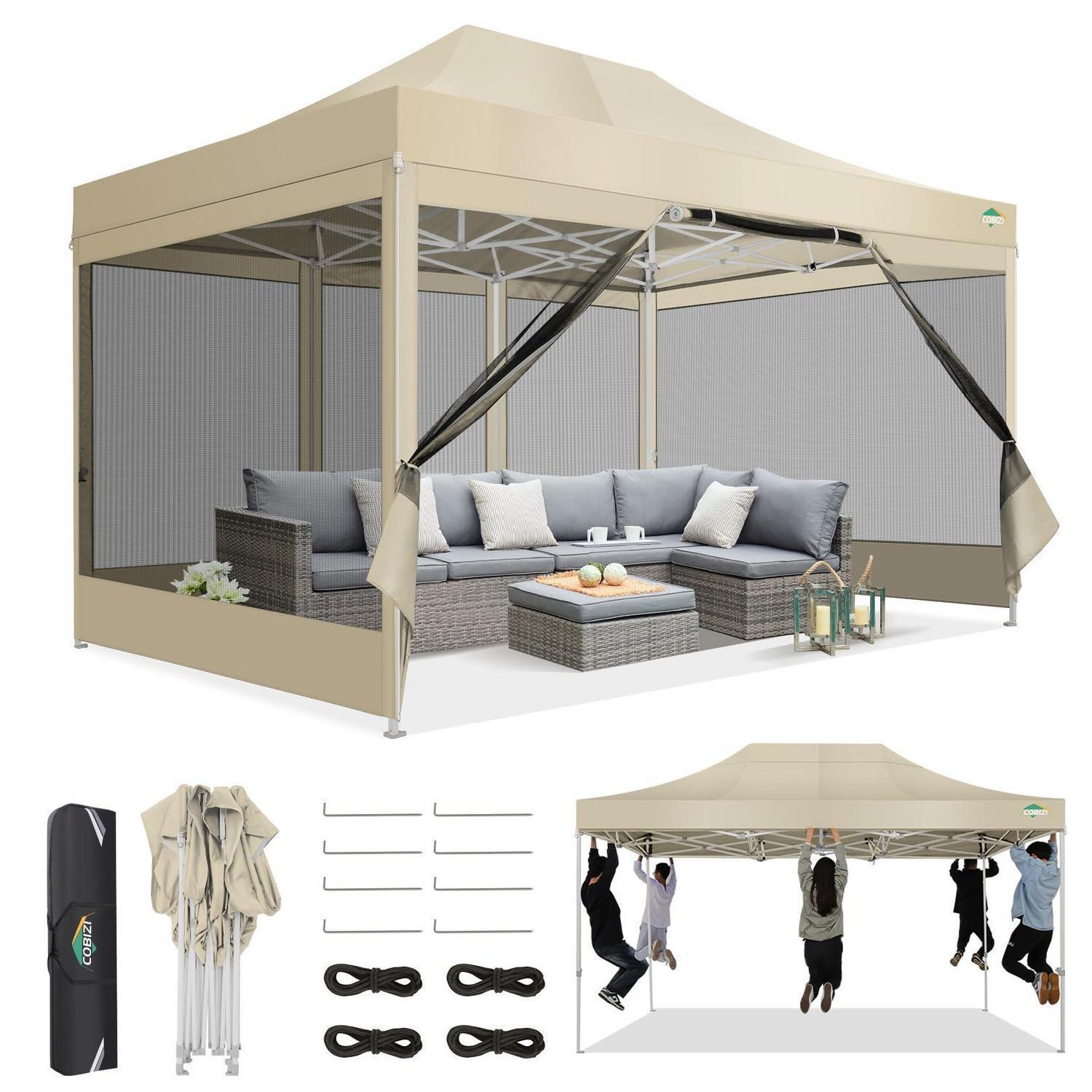 Faltpavillon 3x4,5m Mit Moskitonetz, Wasserdicht, Uv-schutz 50+, Höhenverstellbar