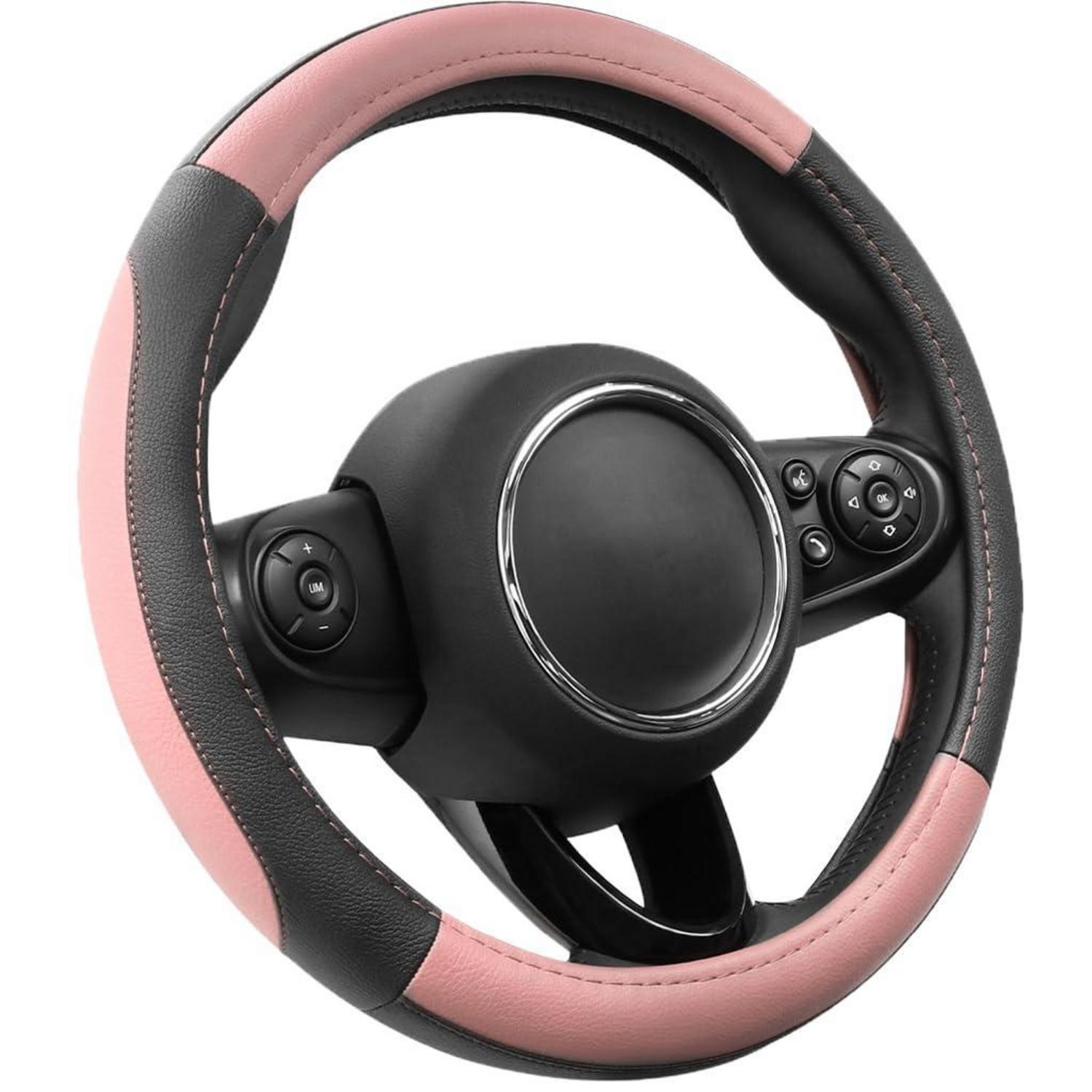 Lenkradbezug Mikrofaser Leder Rosa Schwarz M 37-38cm Universal