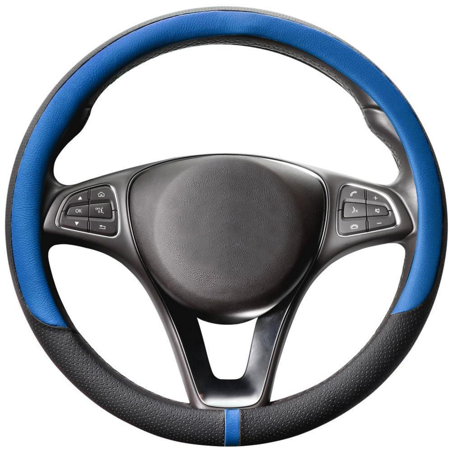 Lenkradbezug Auto Mikrofaser Leder Anti-rutsch 37-38cm Schwarz/blau