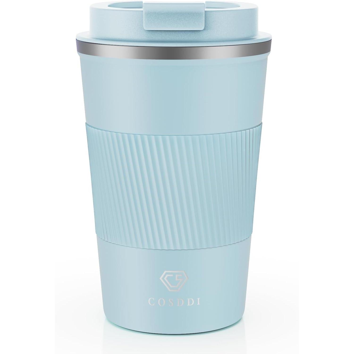 Isolierbecher Edelstahl 380ml Auslaufsicher Doppelwandig Für Kaffee & Tee Skyblue