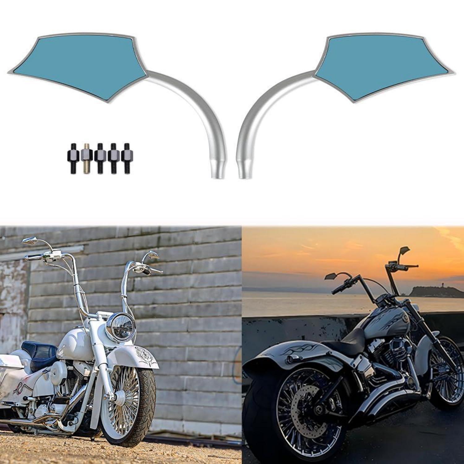 Chrom Motorrad Spiegel 10mm 8mm Für Harley Honda Suzuki Yamaha, Verstellbar