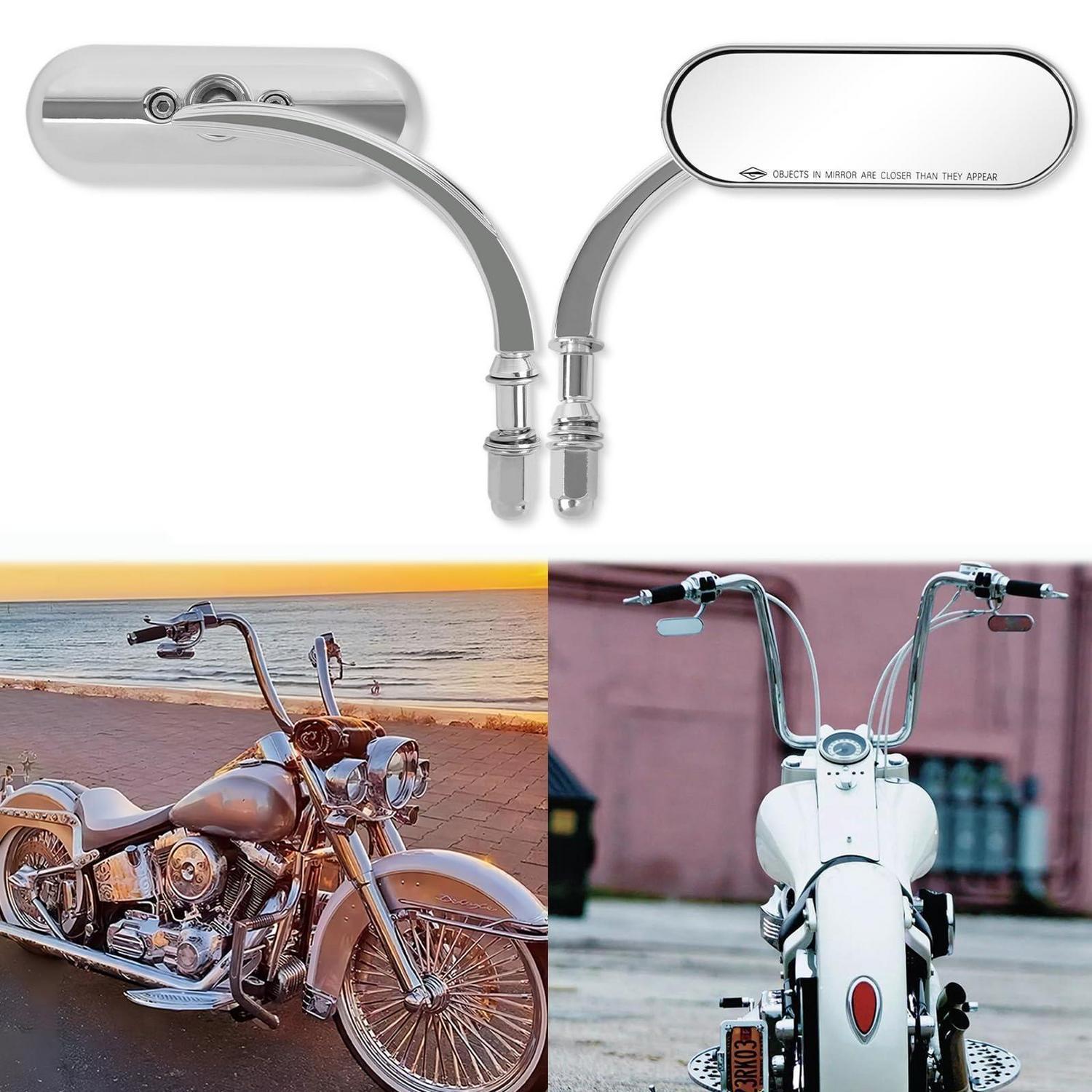 Chrom Motorradspiegel Oval M8/m10 Für Harley & Yamaha, 360° Drehbar