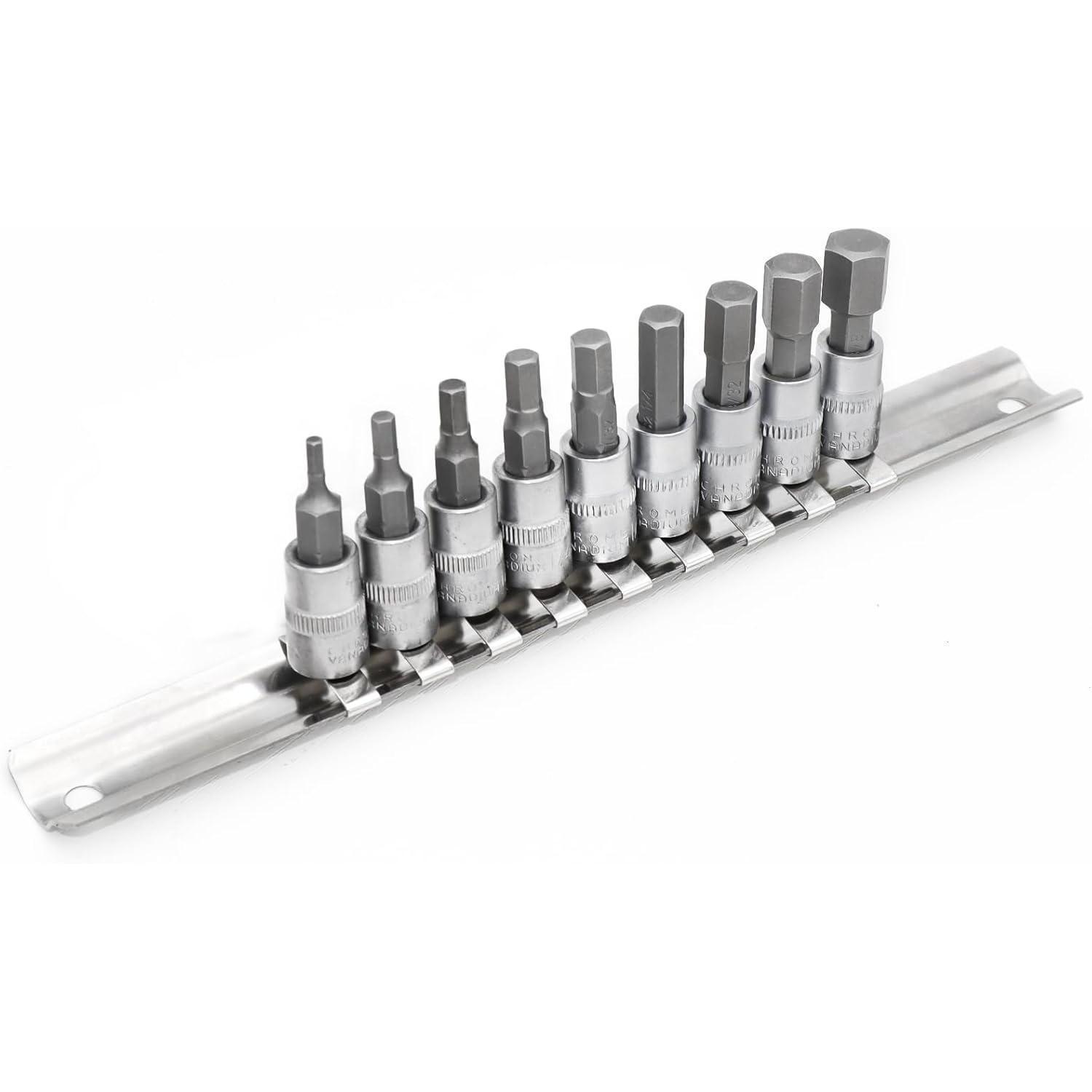 Innensechskant Nuss-bit-satz 1/4" Antrieb Cr-v/s2 Zollgrößen 3/32"-3/8" Auf Schiene