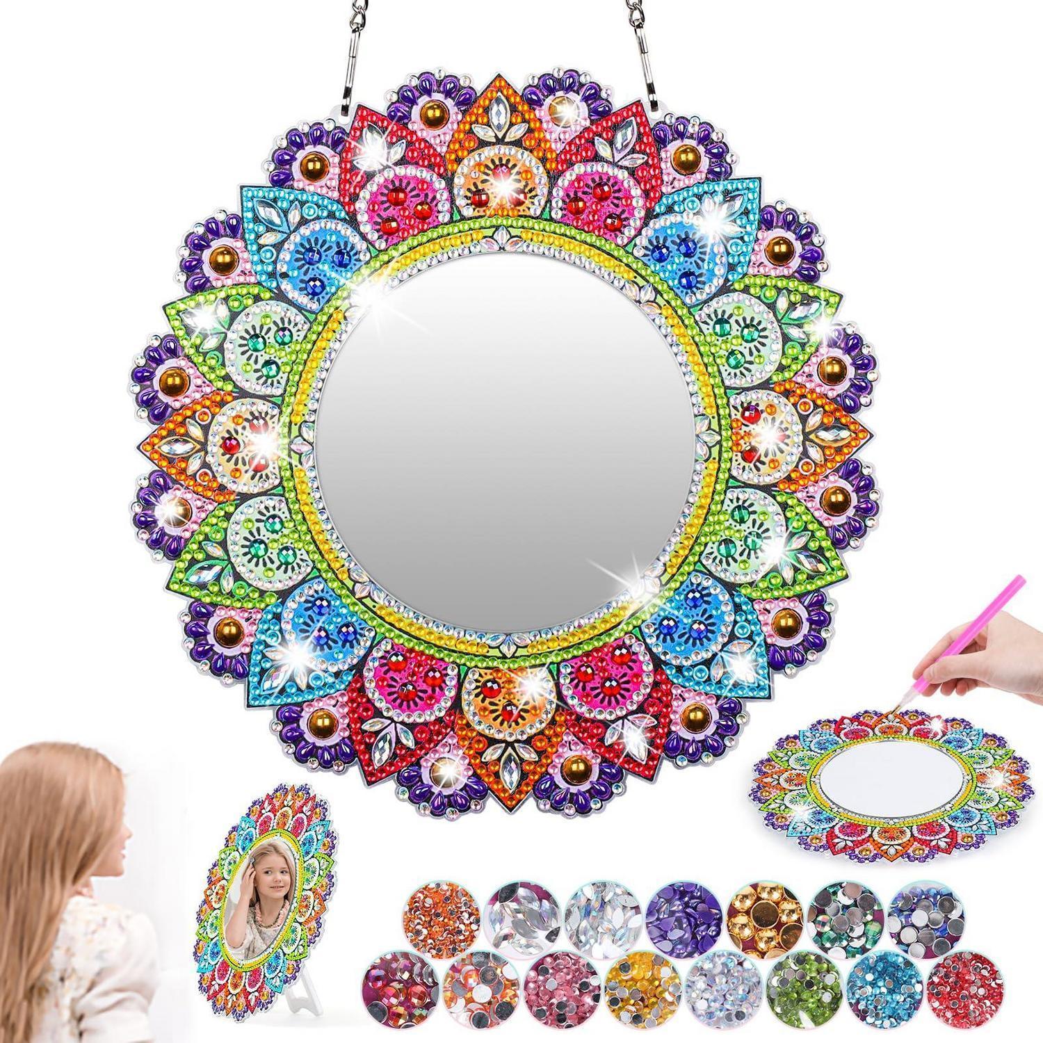 Diamond Painting Bastelset Spiegel Für Kinder Ab 6 Jahren, Mandala Kosmetikspiegel Diy Set