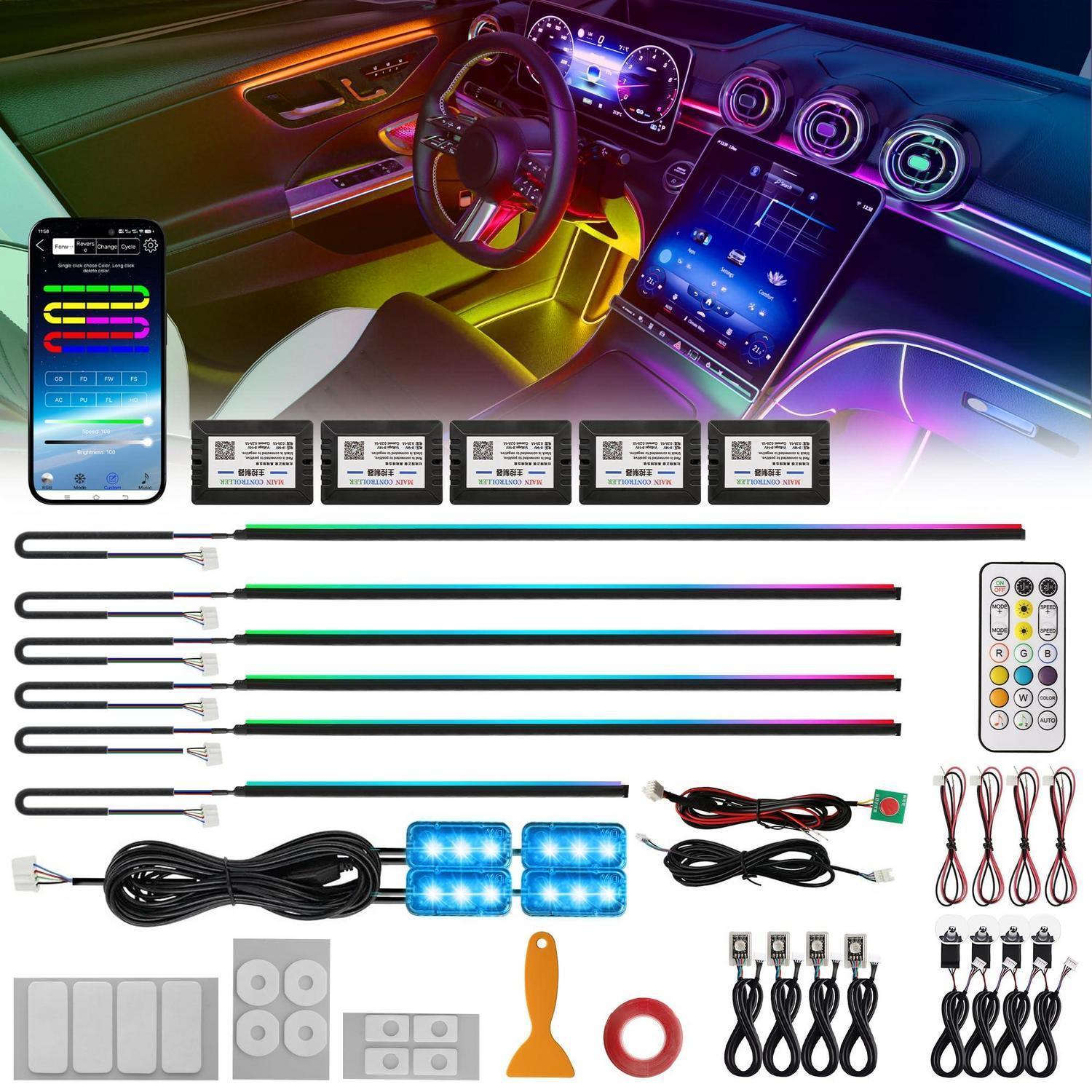 Auto Led Innenbeleuchtung 18in1 Rgb Ambientebeleuchtung App-steuerung Acryl Faseroptik
