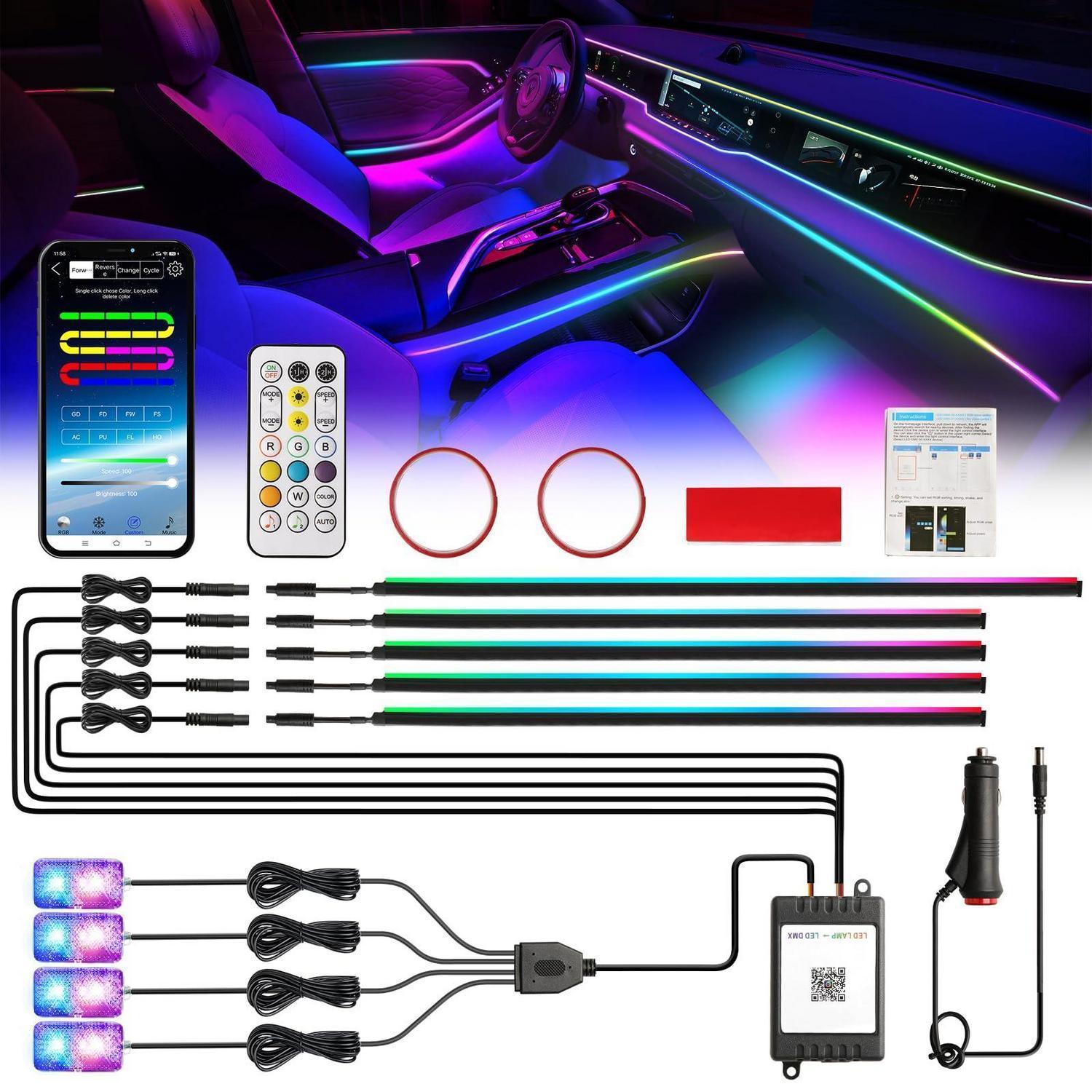 Auto Innenraumbeleuchtung Led 9in1 Rgb Ambientebeleuchtung App-steuerung Musiksync