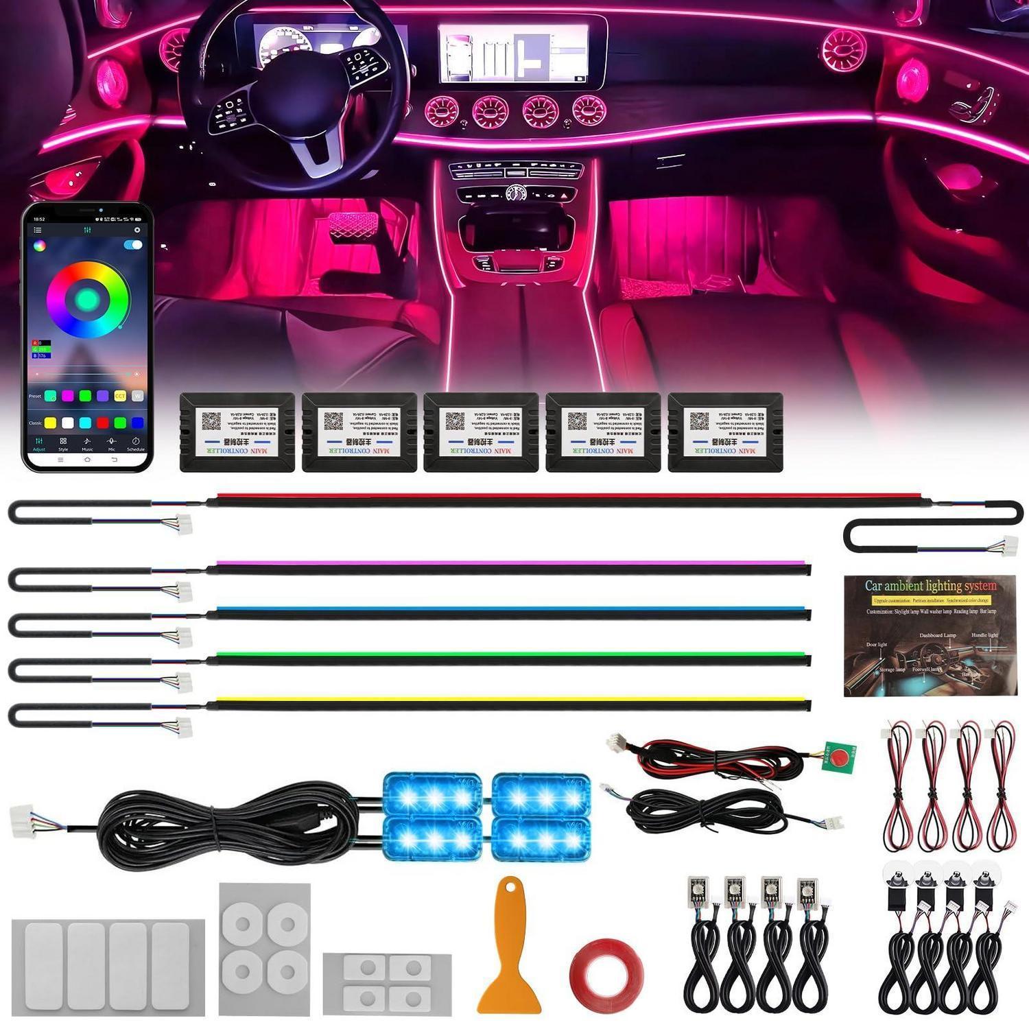 Auto Led Innenbeleuchtung Rgb Ambientebeleuchtung 17in1 App Steuerung Acryl Faseroptik