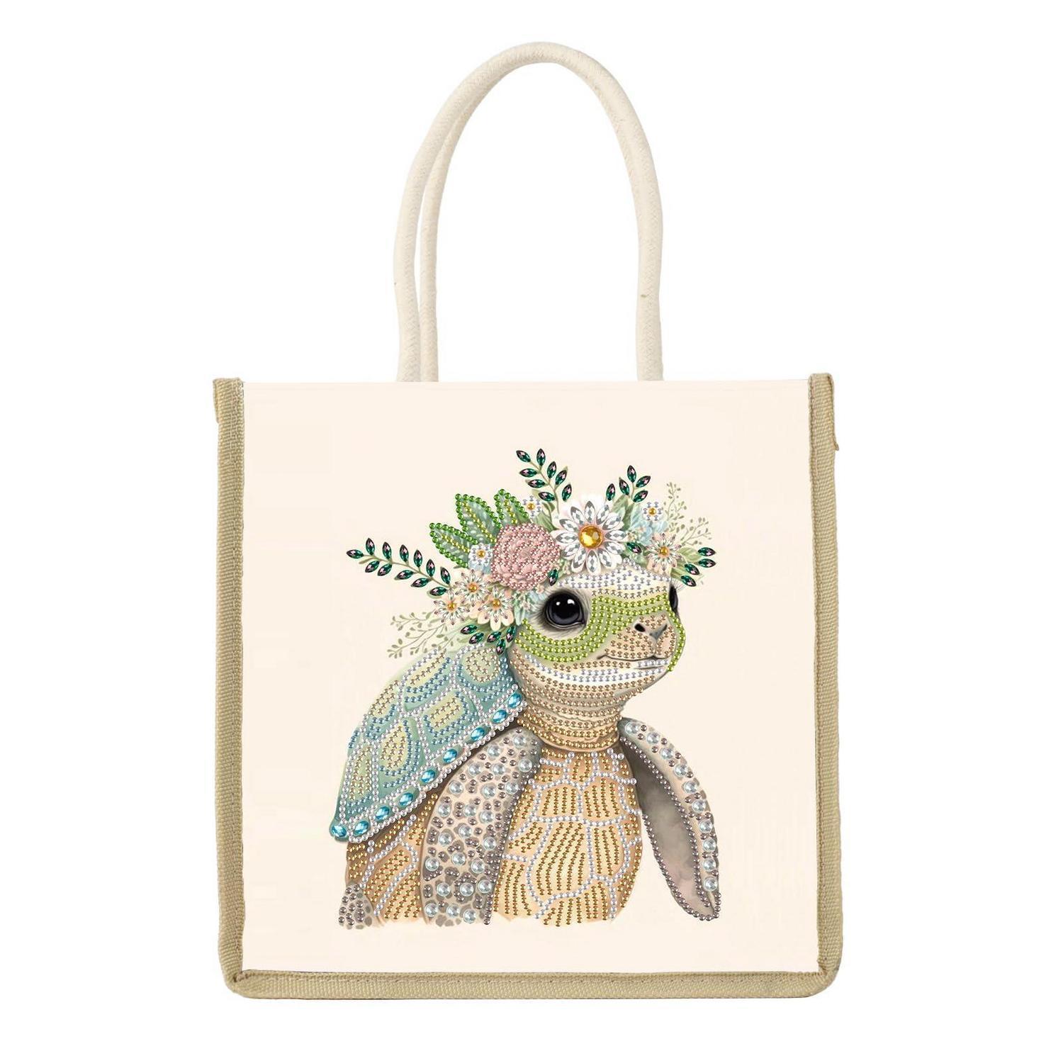 Diamond Painting Einkaufstasche Mit Schildkrötenmotiv, 26x26cm, Bastelset
