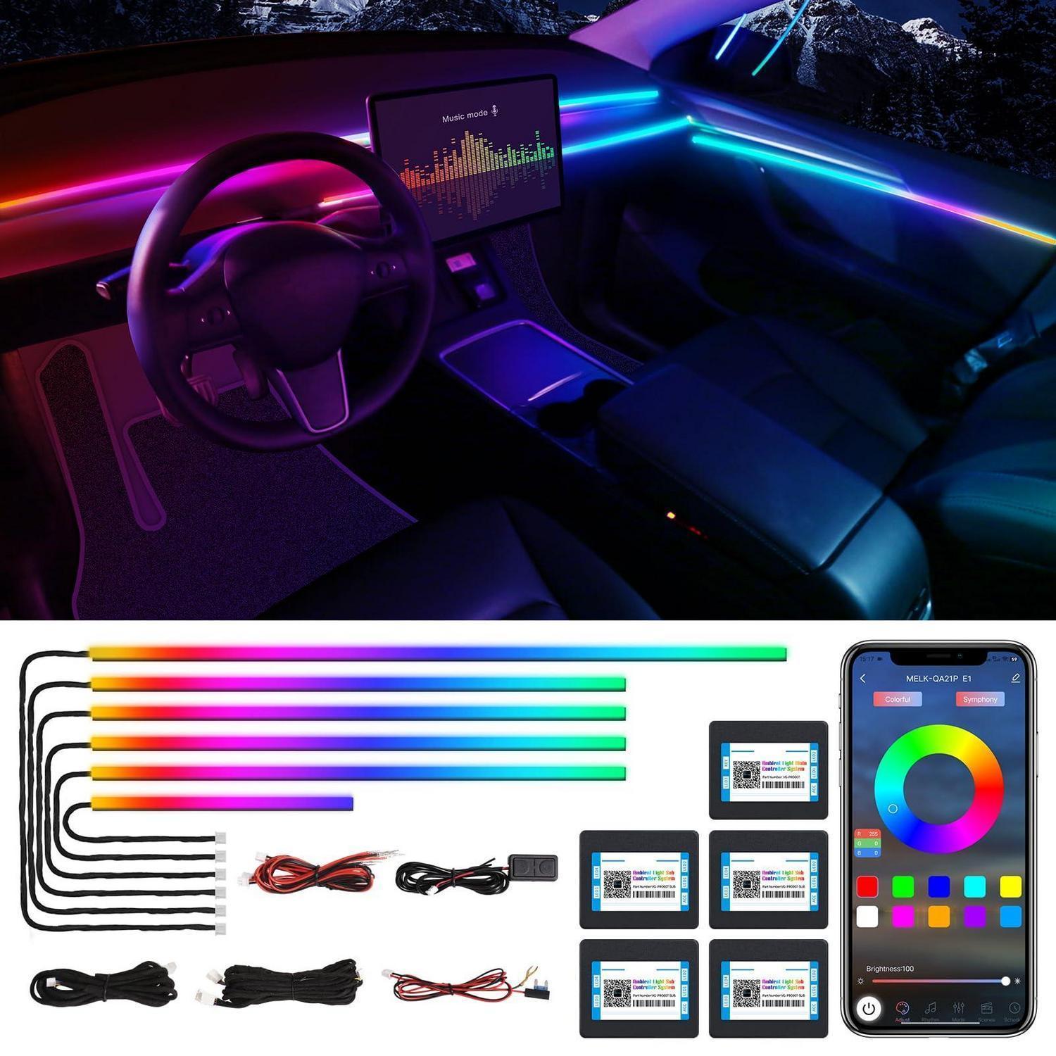 Auto Ambiente Beleuchtung Led Rgb App-steuerung Musiksensor 6 Streifen