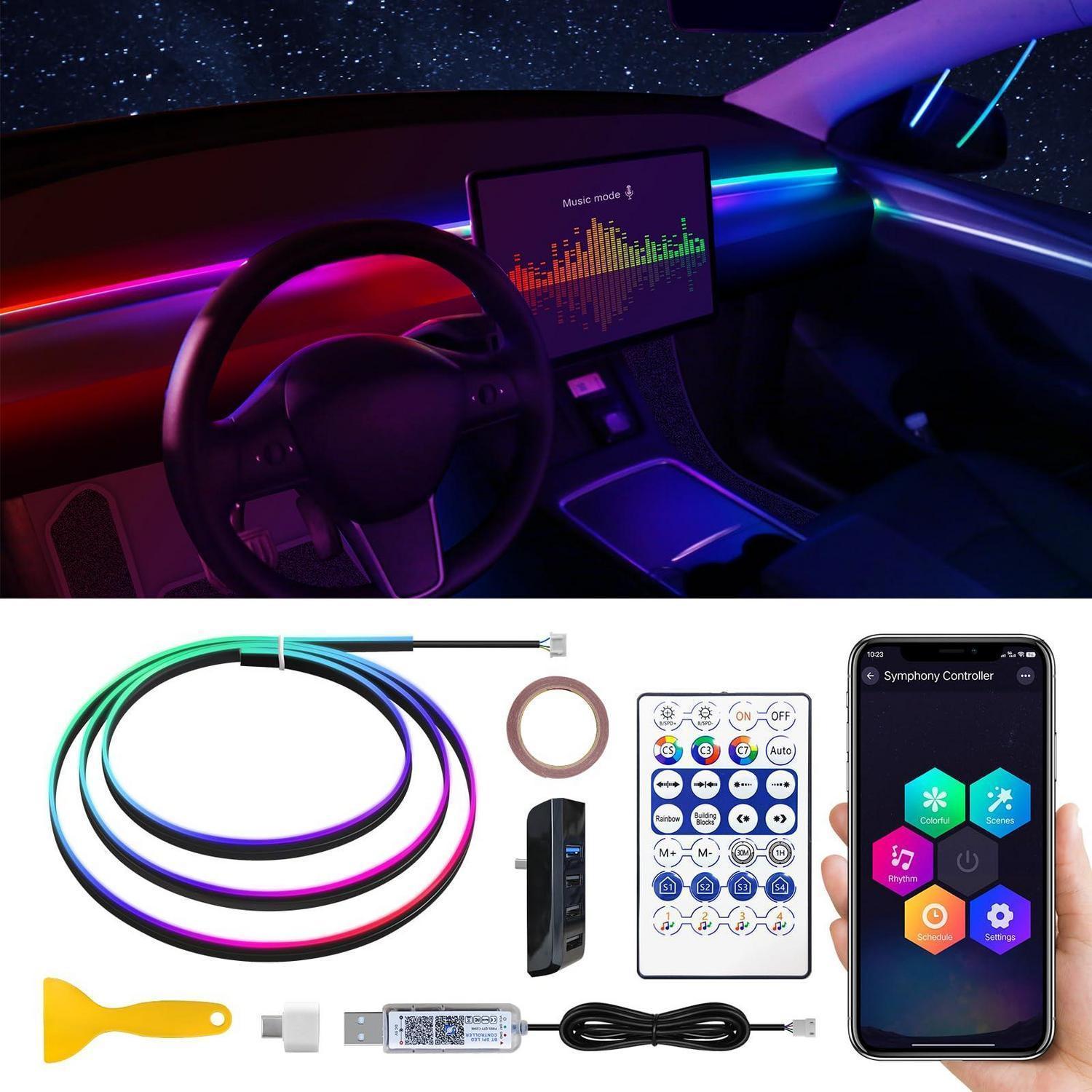 Tesla Model 3/y Led Innenbeleuchtung Rgb+ic Mit Usb Hub, 140cm Lichtstreifen