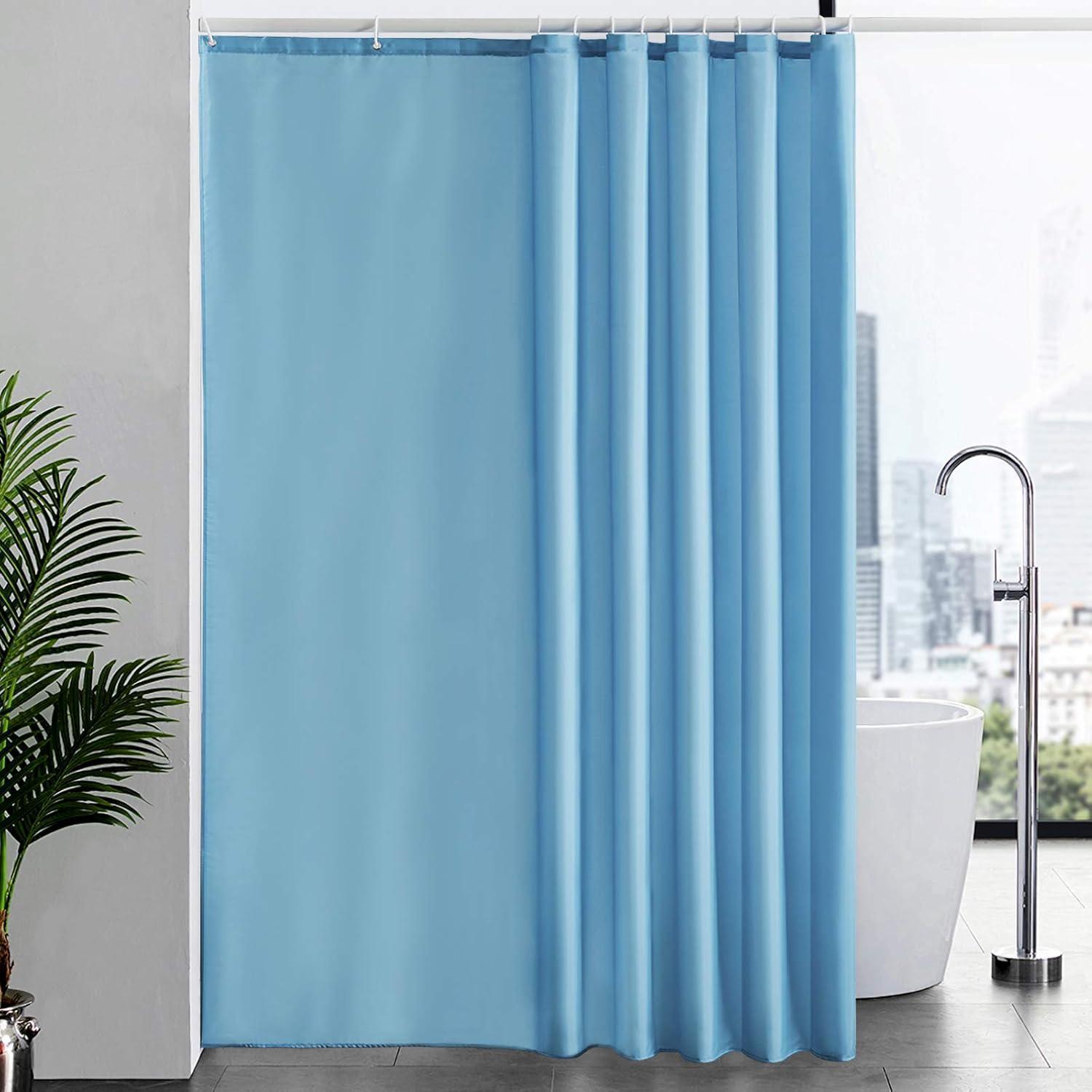 Duschvorhang Überlänge 200x240cm, Textil, Anti-schimmel, Waschbar, Hellblau