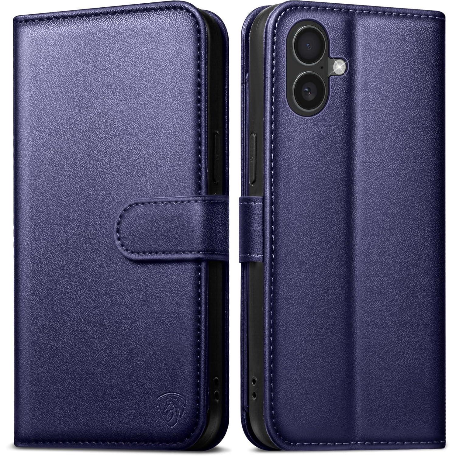 Klapphülle Für Iphone 16 Plus Mit 6 Kartenfächern, Rfid-schutz Und Standfunktion, Blau