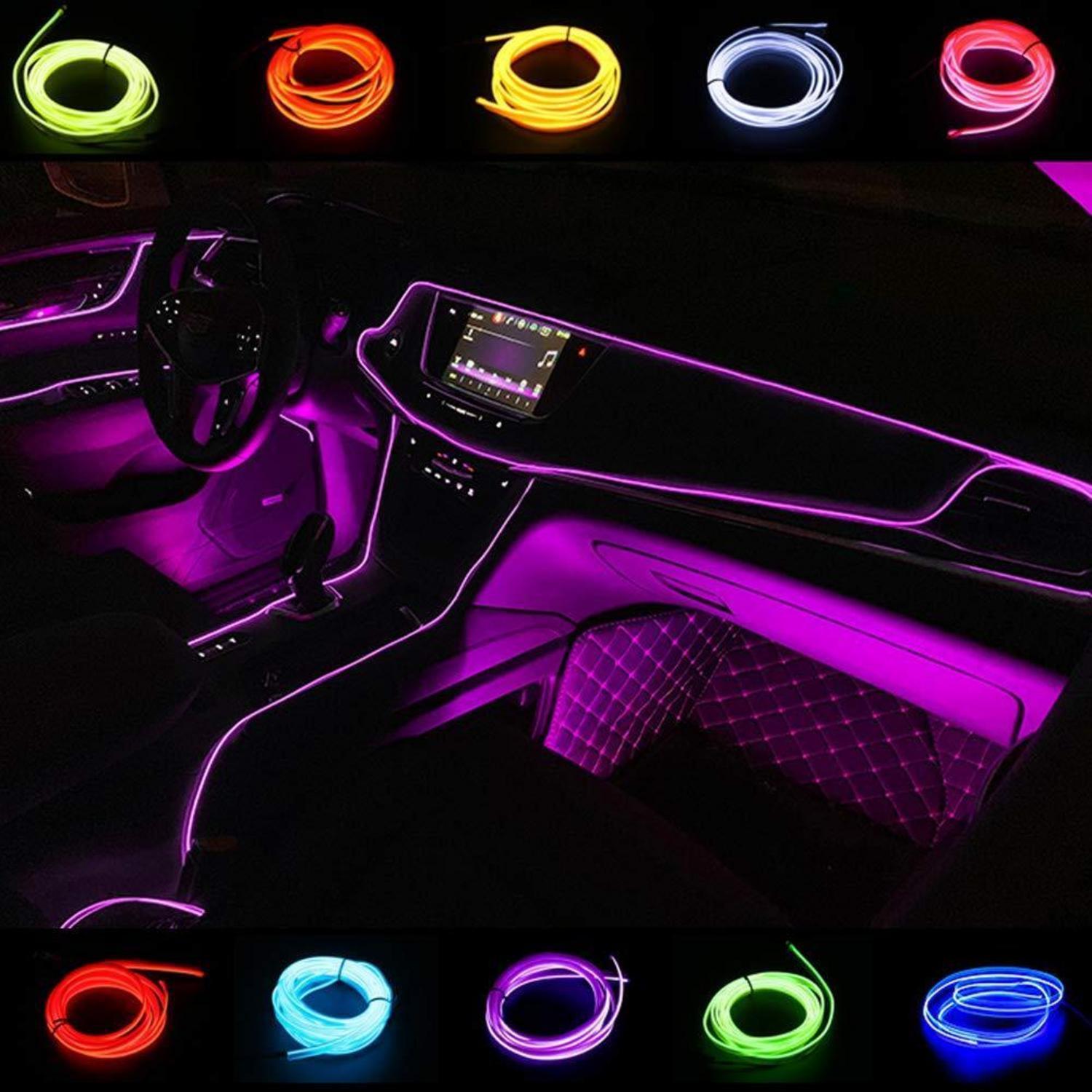 El-draht 2m Lila, Flexible Neon-lichtschlauch Für Auto-innenraum, 360° Beleuchtung