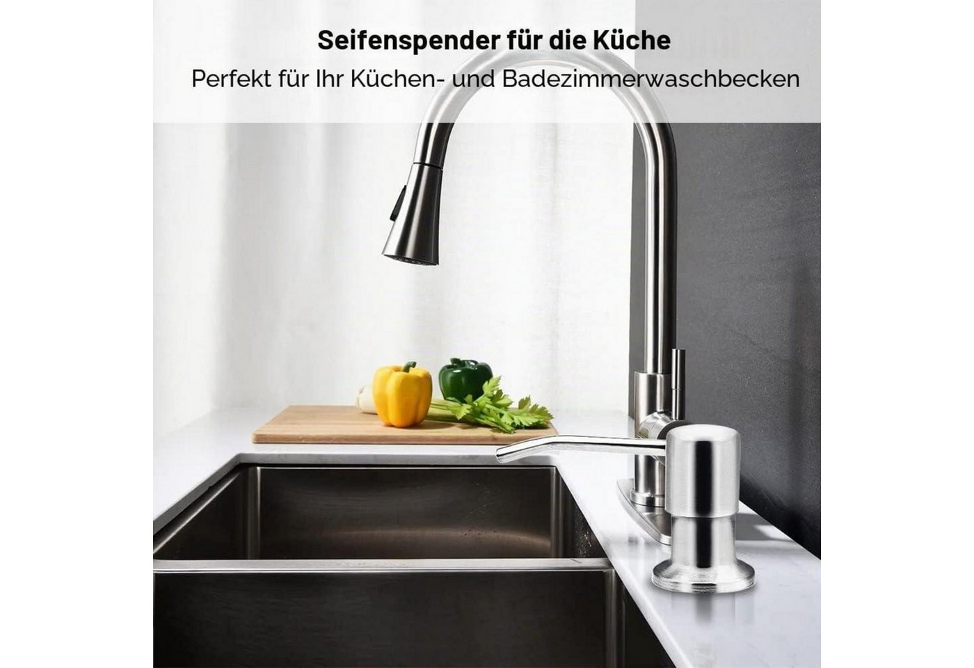 Einbau Seifenspender Edelstahl Mit 1m Schlauch Für Küche & Bad Bild 5