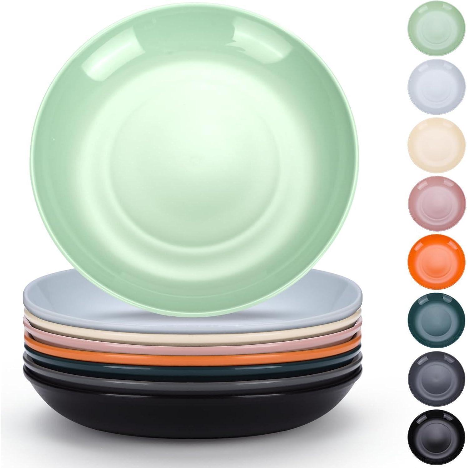 8er Set Kunststoffteller 24cm, Unzerbrechlich, Mikrowellengeeignet, Bpa-frei, Mehrfarbig