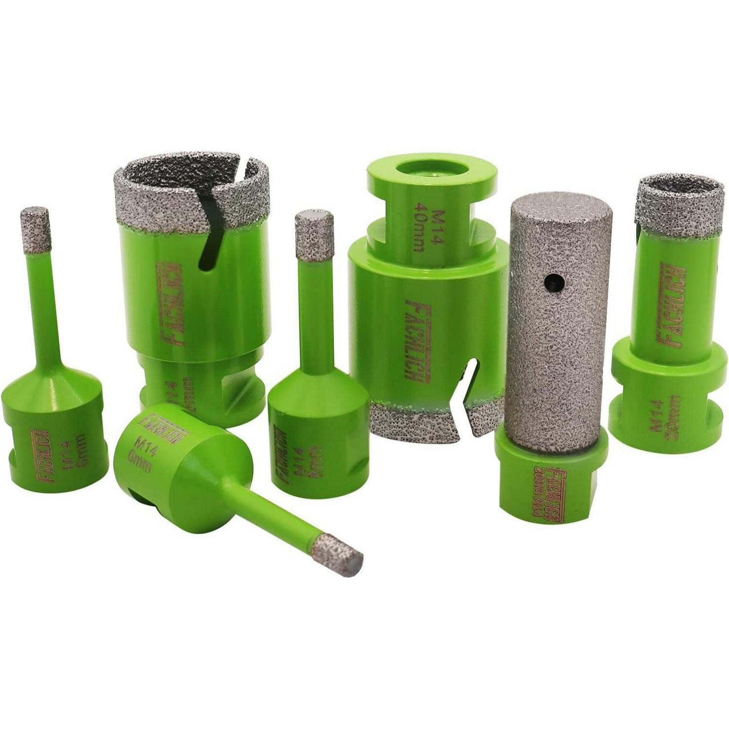 Diamantbohrkronen Set 6-40mm Mit Fasenfräser Für Fliesen, Granit, Marmor