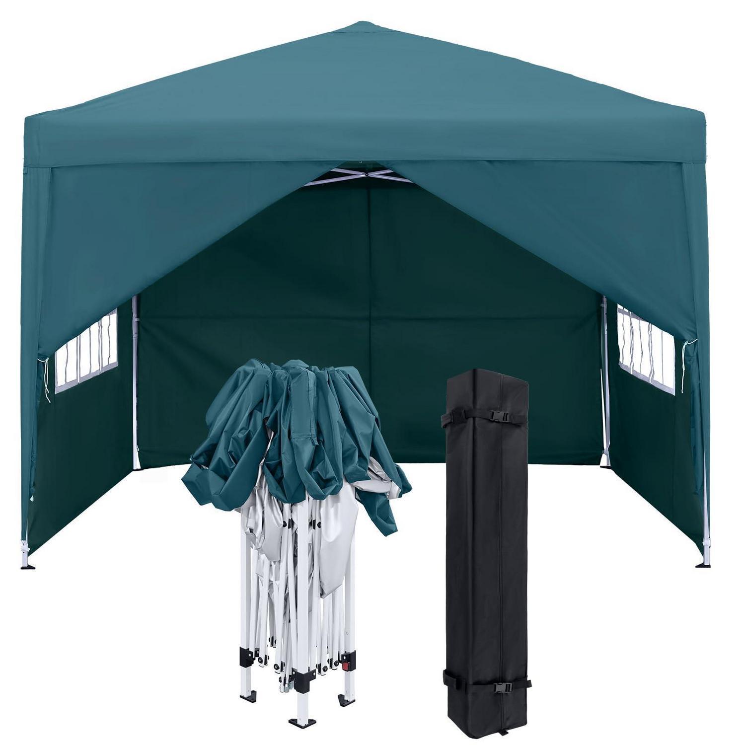 Faltpavillon 3x3m Mit Seitenteilen Und Fenstern, Wasserdicht, Uv-schutz, Grün