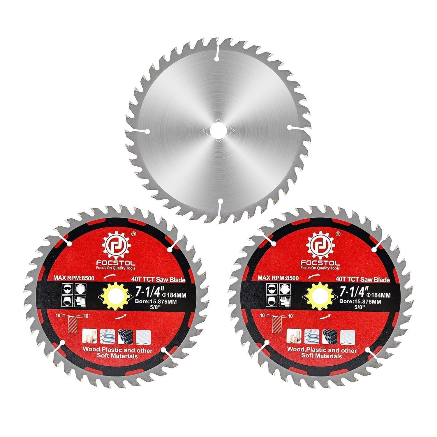 Kreissägeblatt 184mm 40 Zähne Für Holz, Kunststoff & Spanplatten (3 Stück)